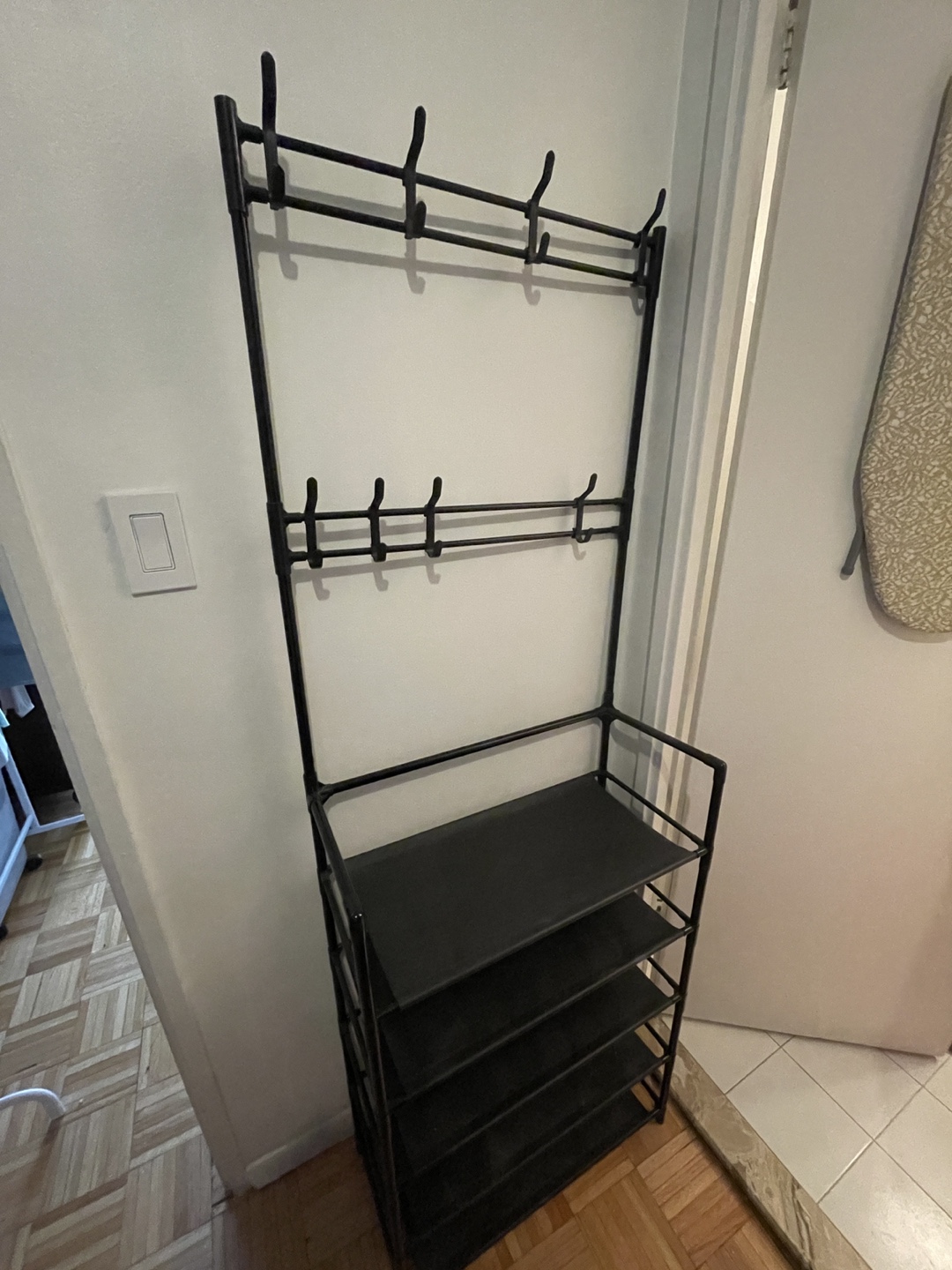 Black Hall Tree with Shoe Rack