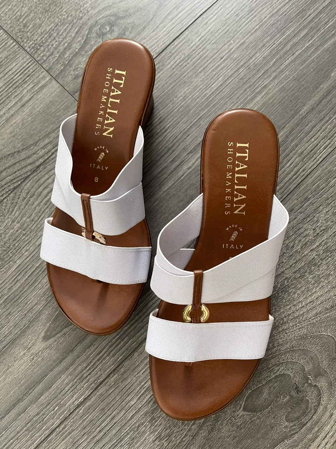 Italian Shoemakers White Wedge Sandals Size 8 thumbnail