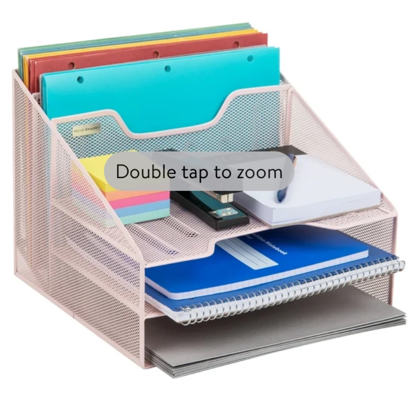 Pink Metal Mesh Desk Organiser - 3 Tier - photo 3