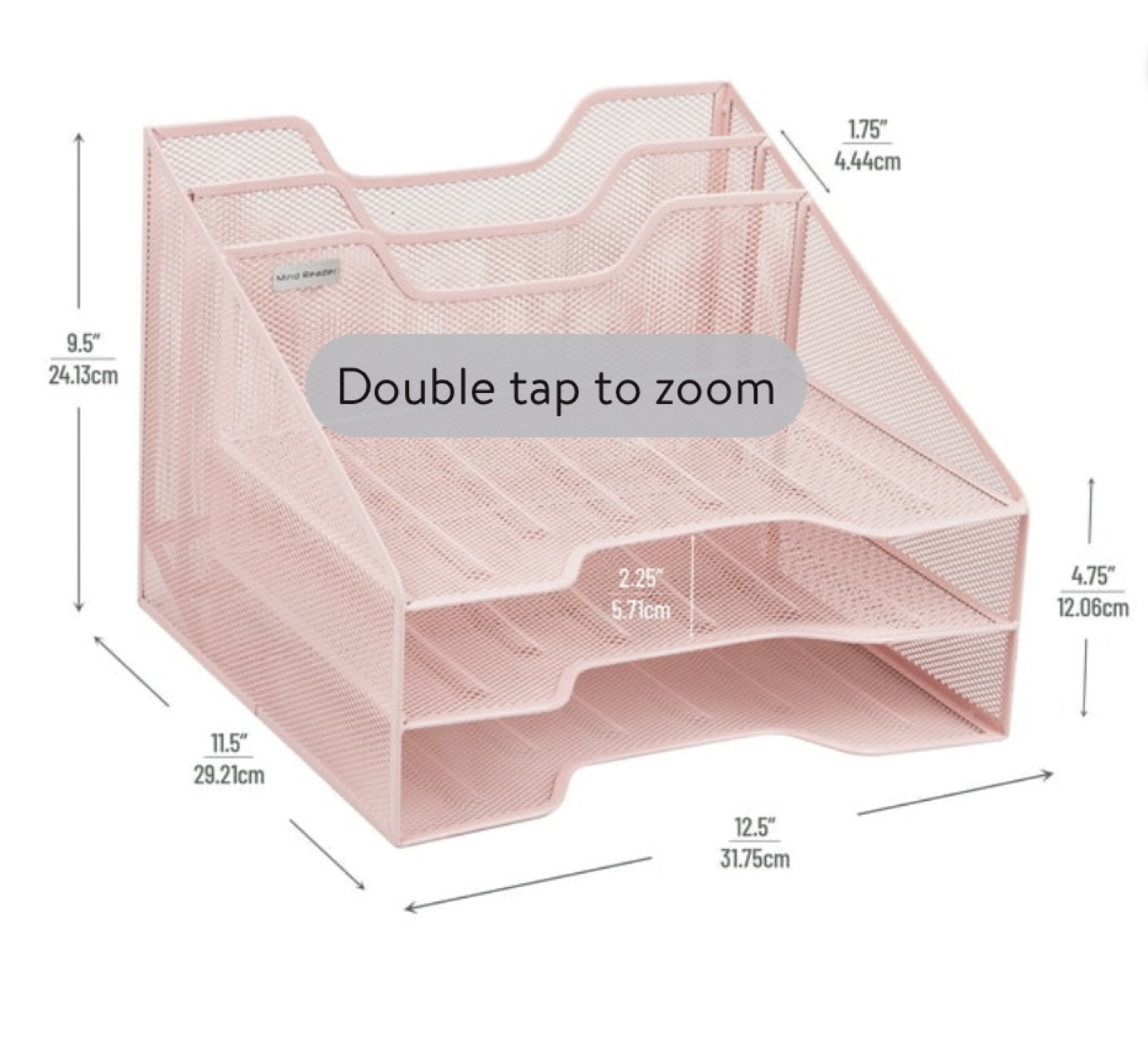 Pink Metal Mesh Desk Organiser - 3 Tier - photo 2