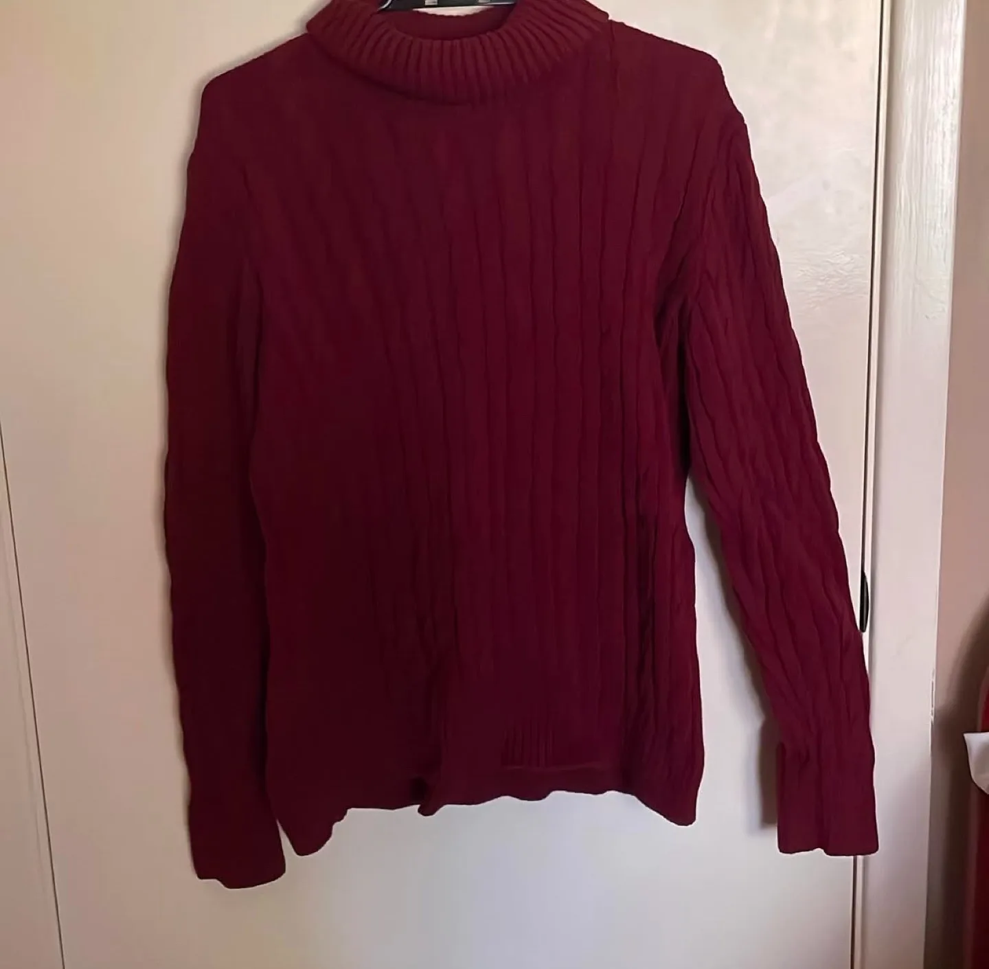 Cable-knit, turtle neck sweater thumbnail