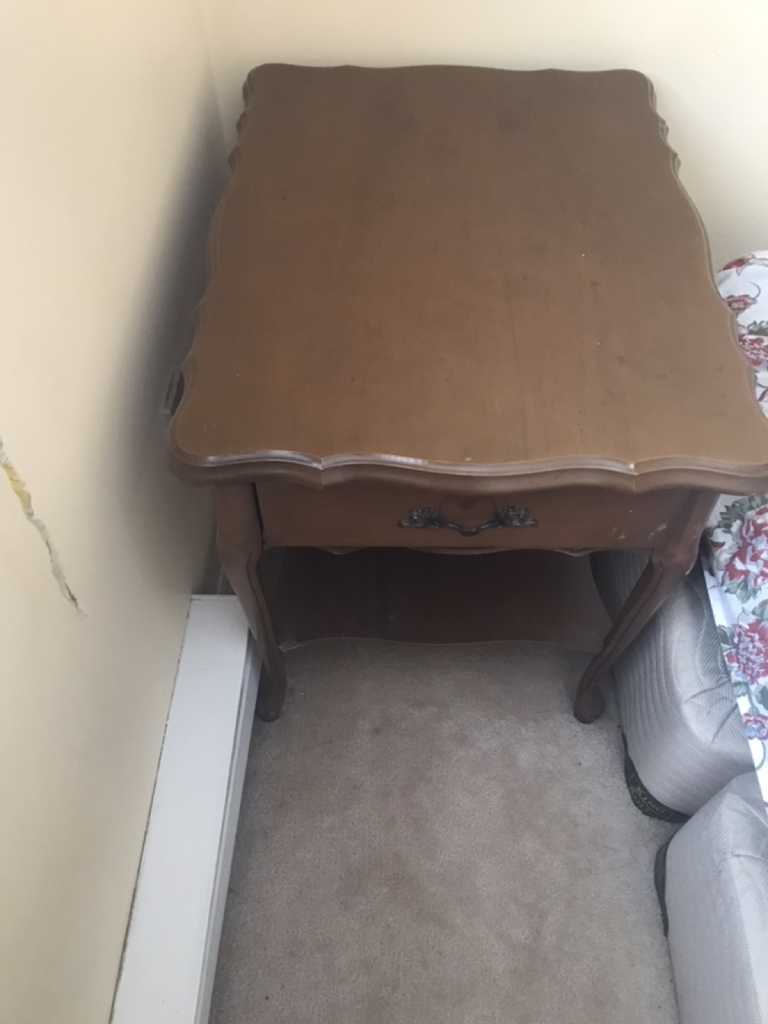 Vintage Wooden Nightstand with Single Drawer