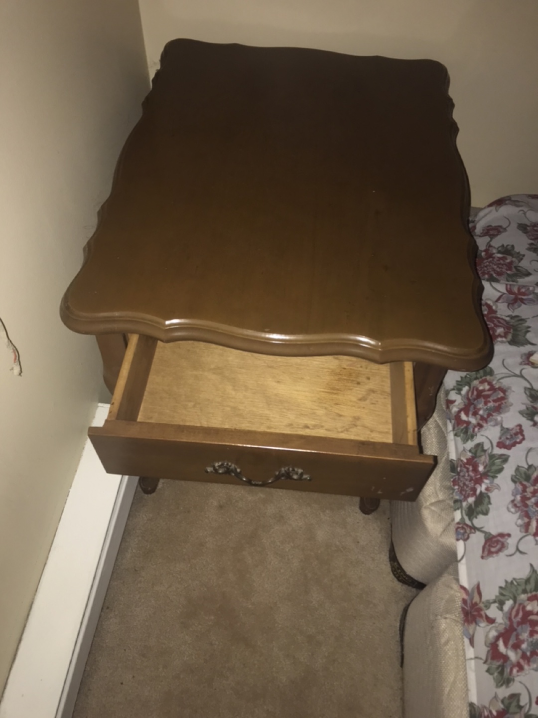 Vintage Wooden Nightstand with Single Drawer - photo 2