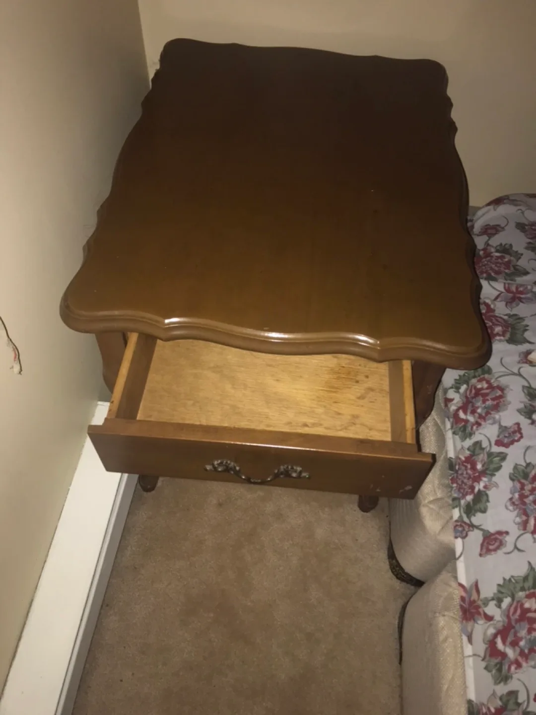 Vintage Wooden Nightstand with Single Drawer image indicator(2)