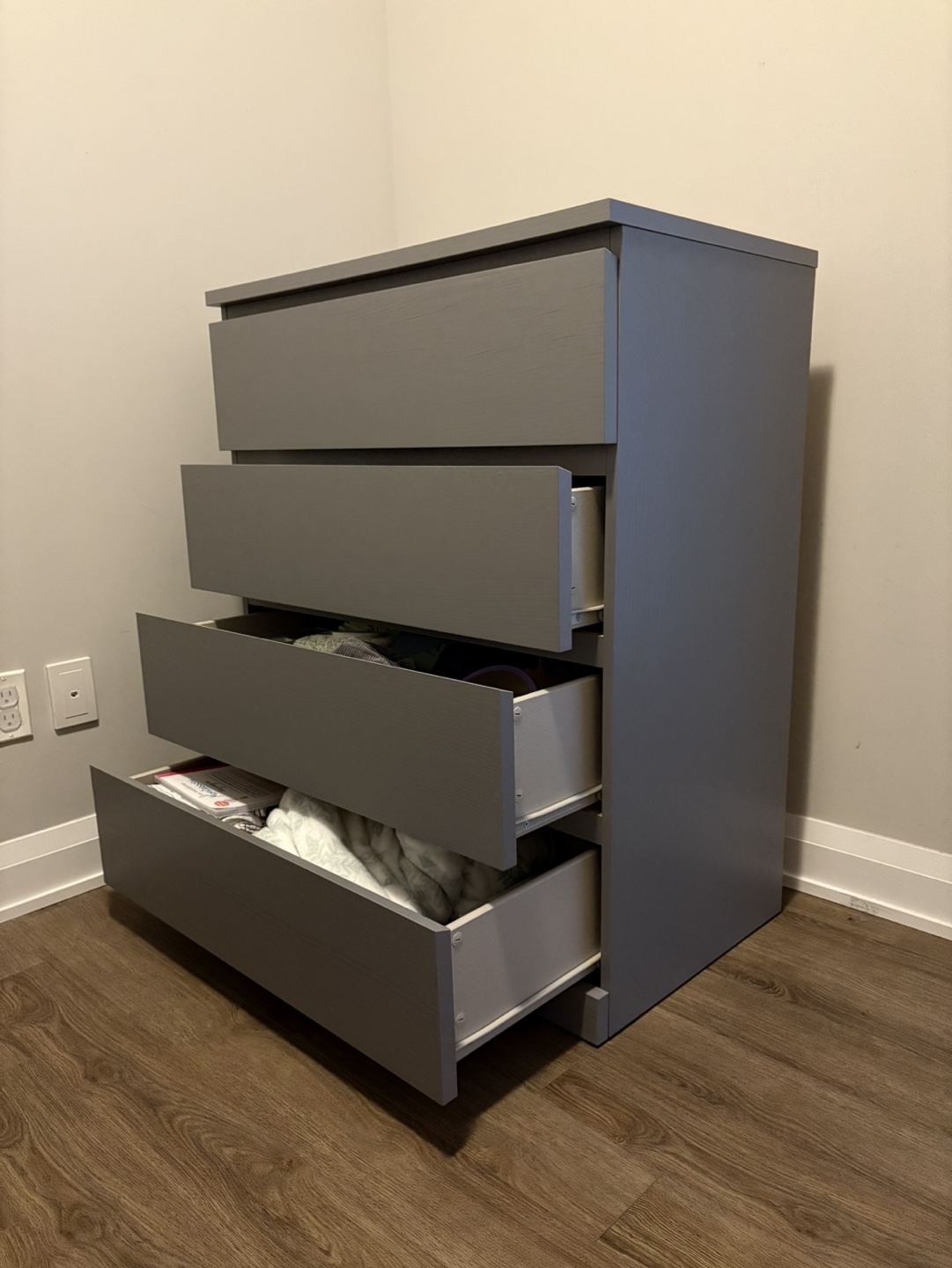 IKEA MALM Grey four-drawer Dresser - photo 2