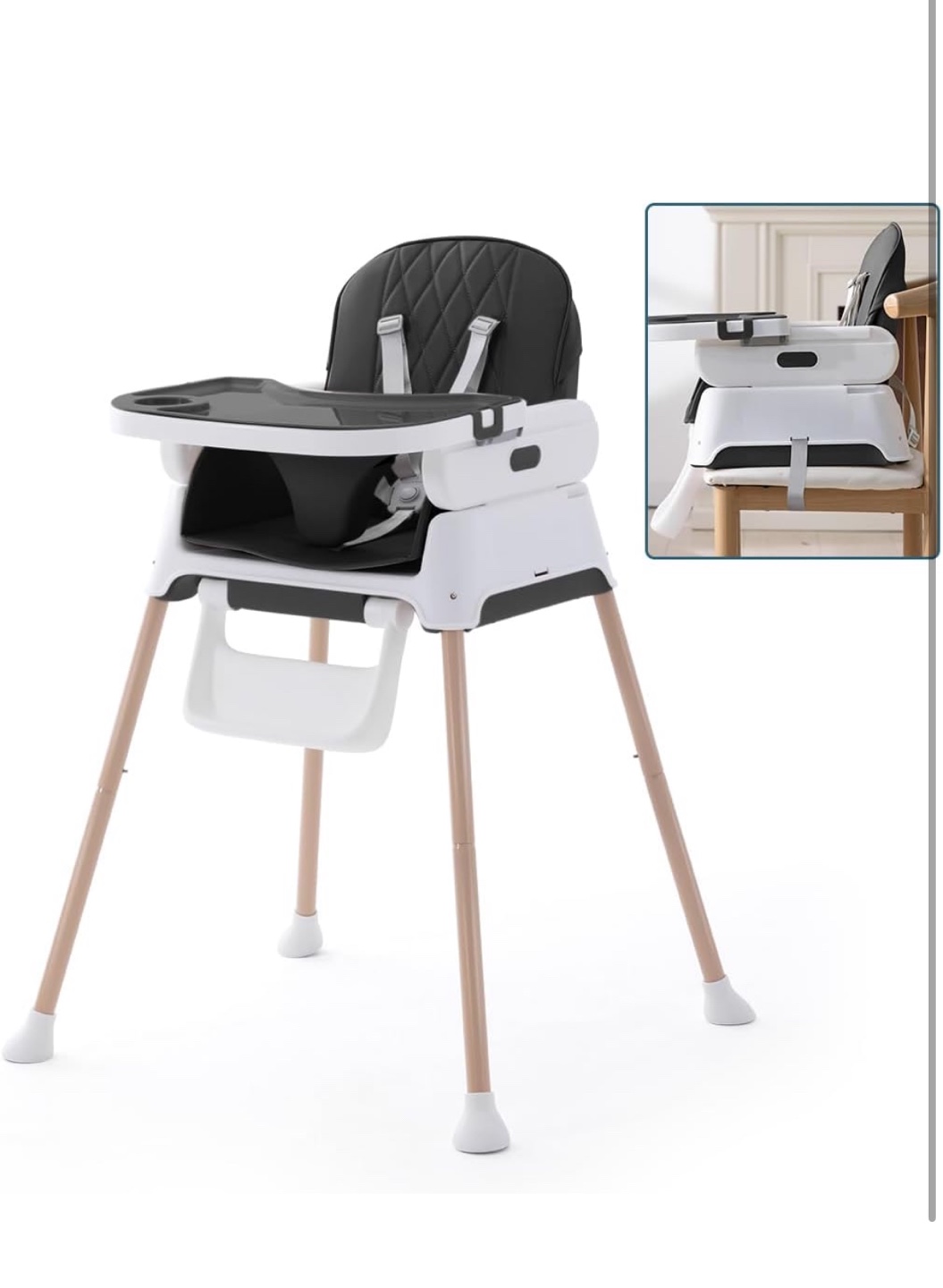 Baby High Chair with Adjustable Tray and Detachable Footrest - photo 2