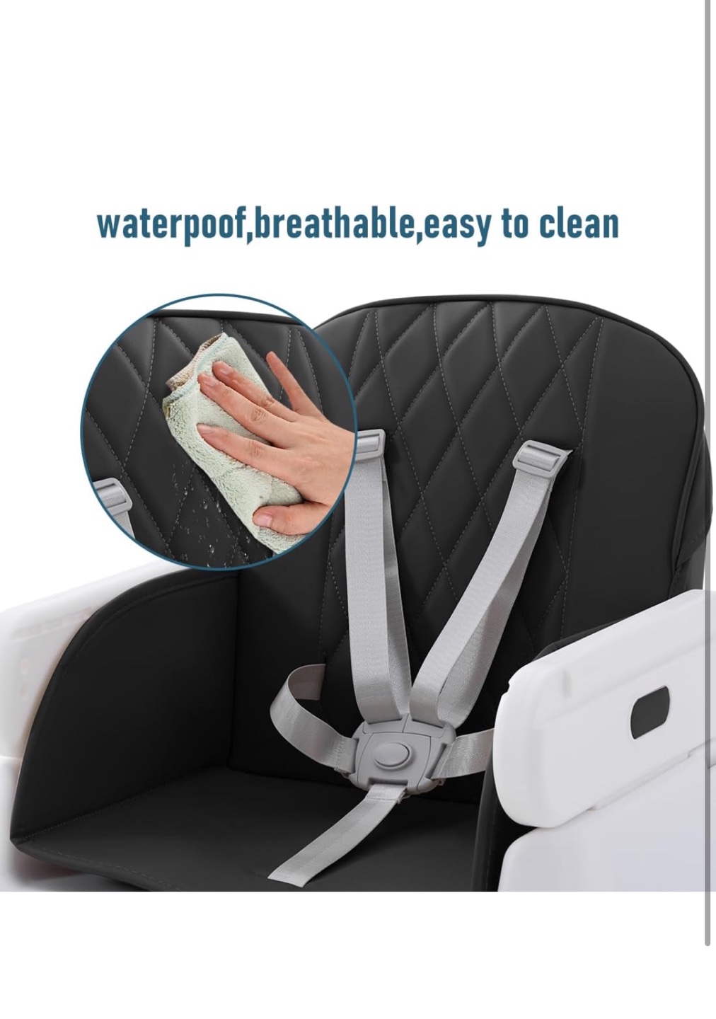 Baby High Chair with Adjustable Tray and Detachable Footrest - photo 3