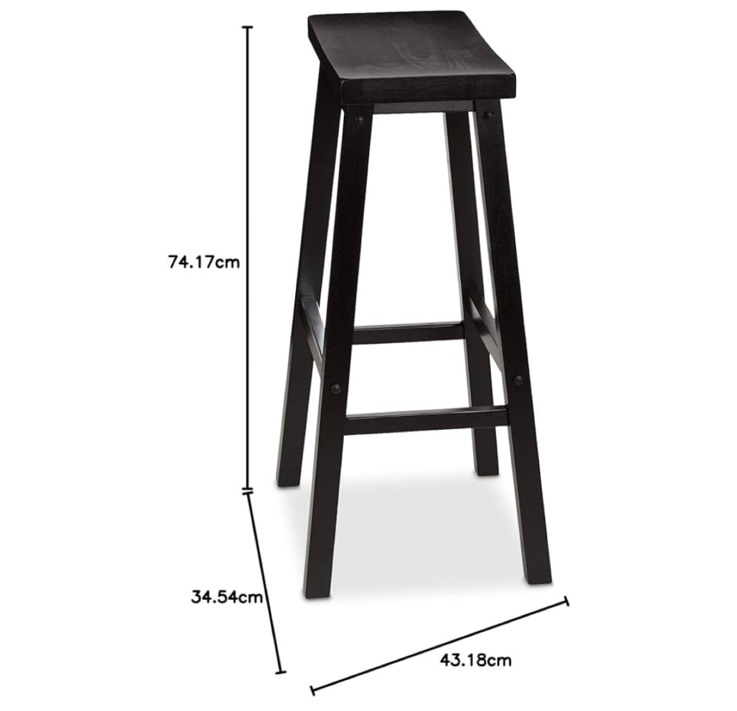 Set of 2 Black Wooden Saddle Seat Bar Stool - photo 5
