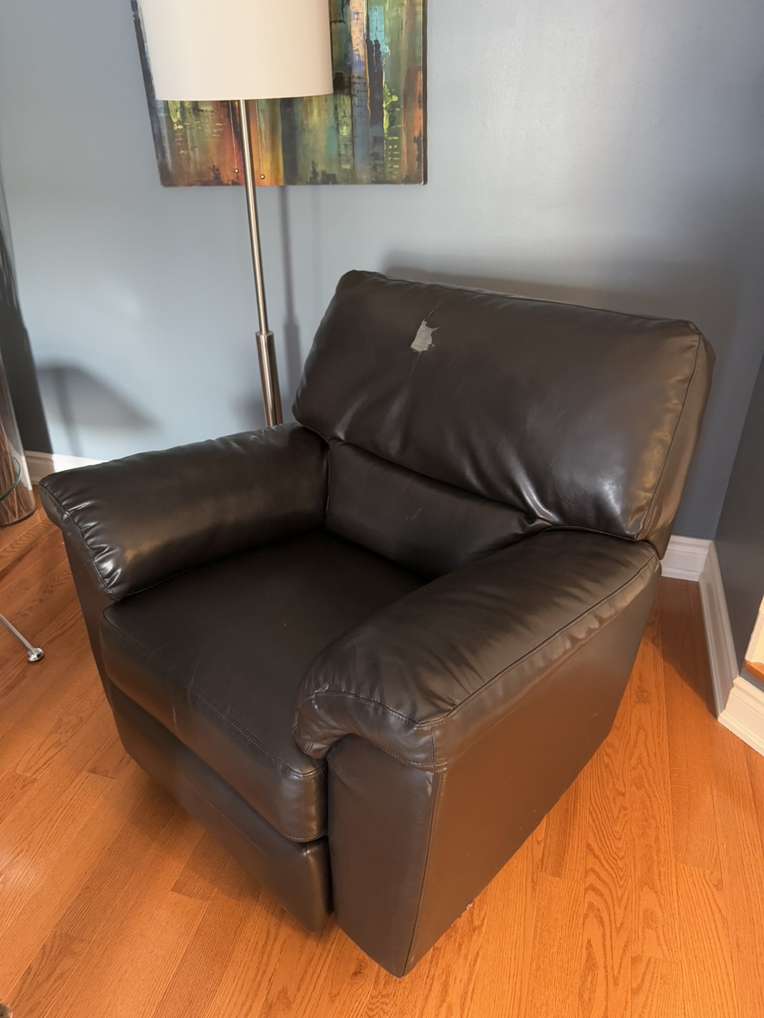 Reclining and rocking brown Leather Chair - photo 2