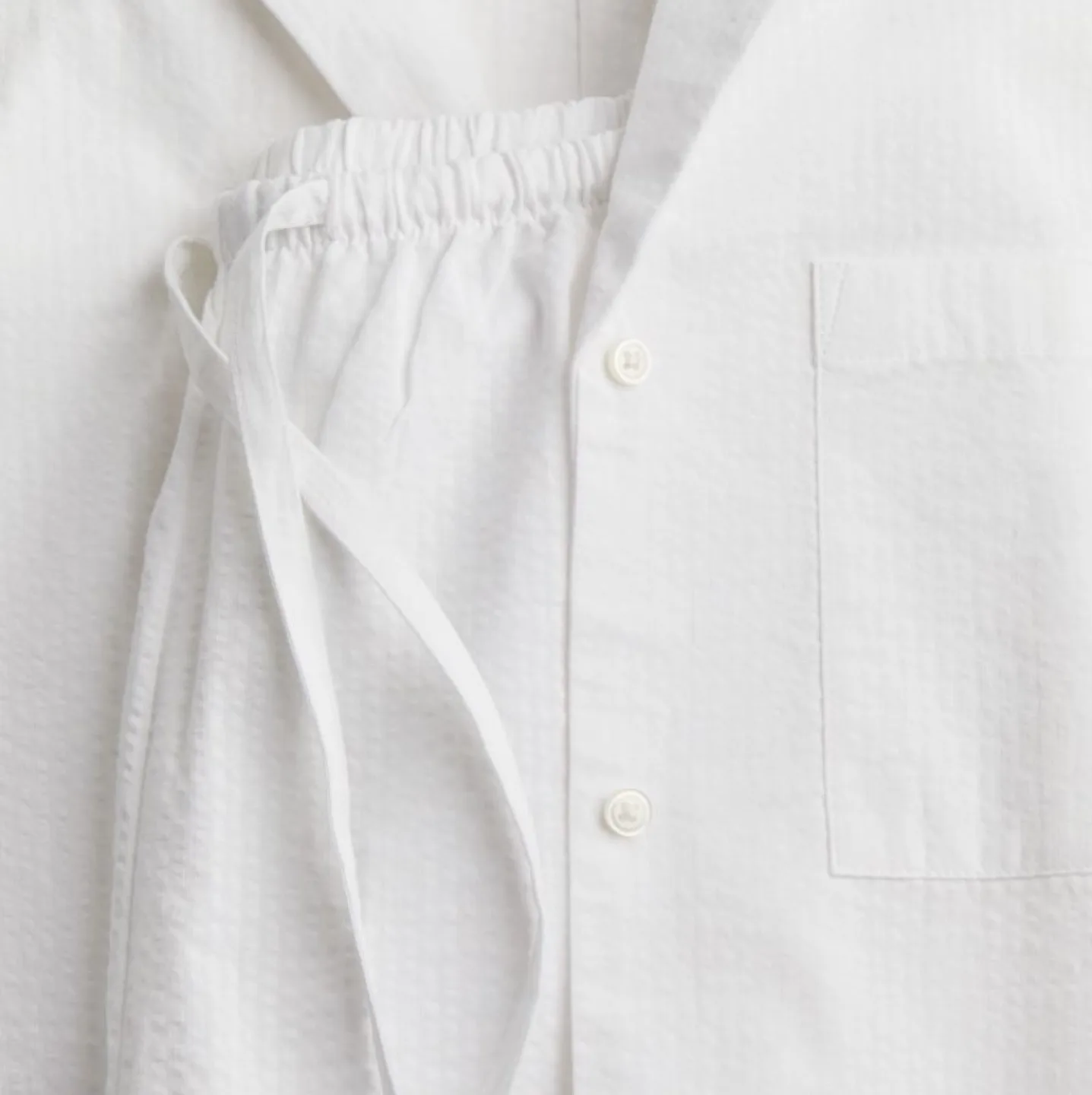 With tags H&M White Waffle-textured Pajama Set - Size XS image indicator(5)