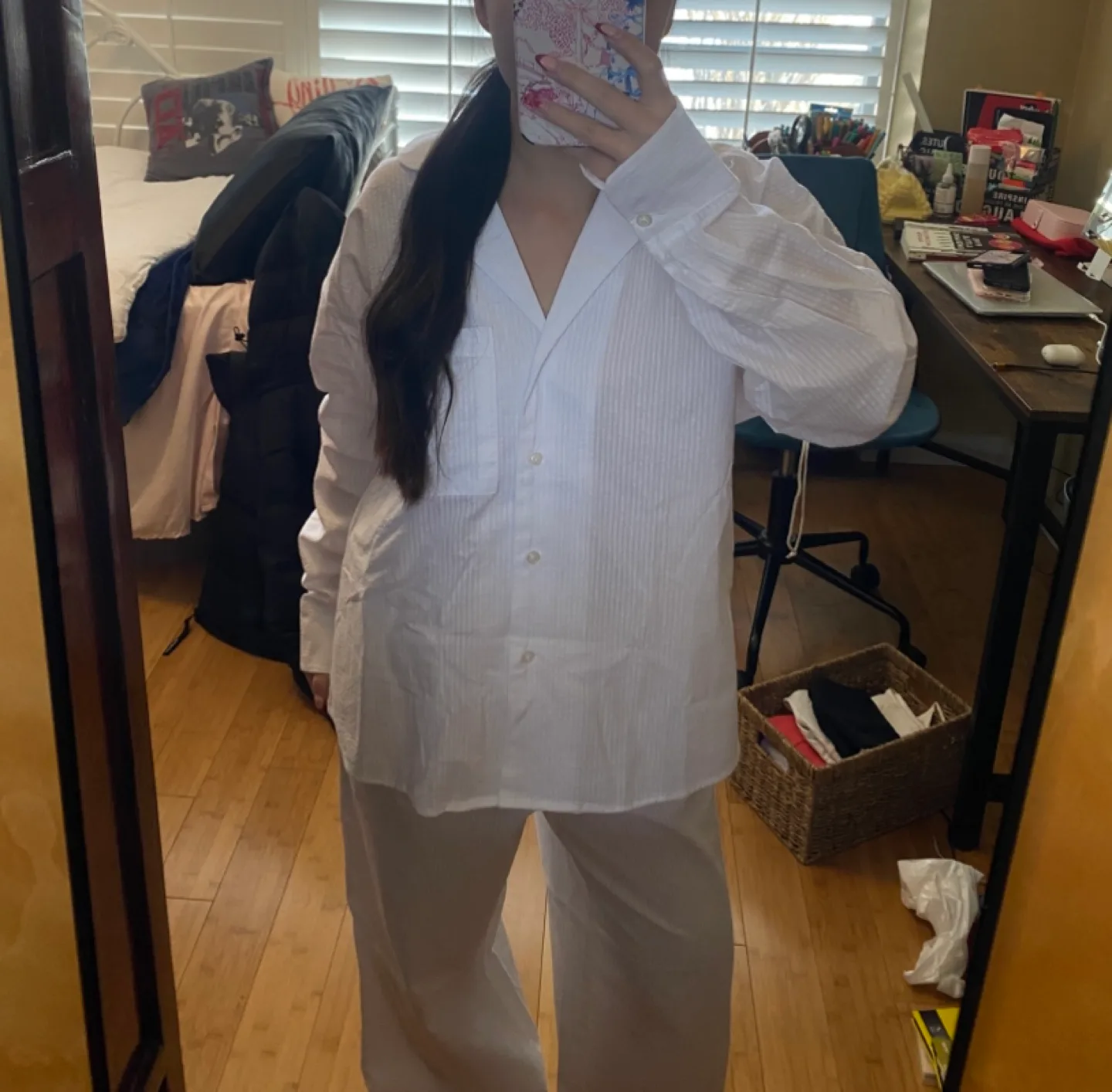 With tags H&M White Waffle-textured Pajama Set - Size XS image indicator(8)