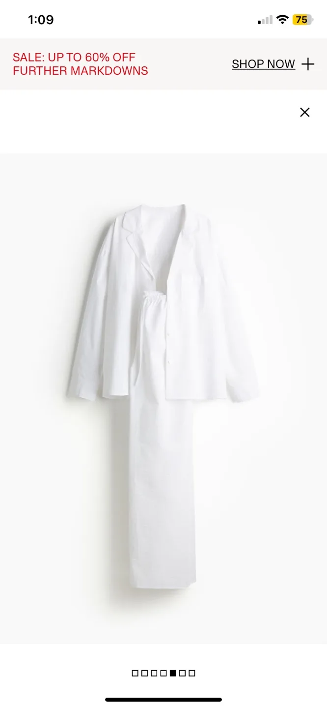 With tags H&M White Waffle-textured Pajama Set - Size XS image indicator(2)