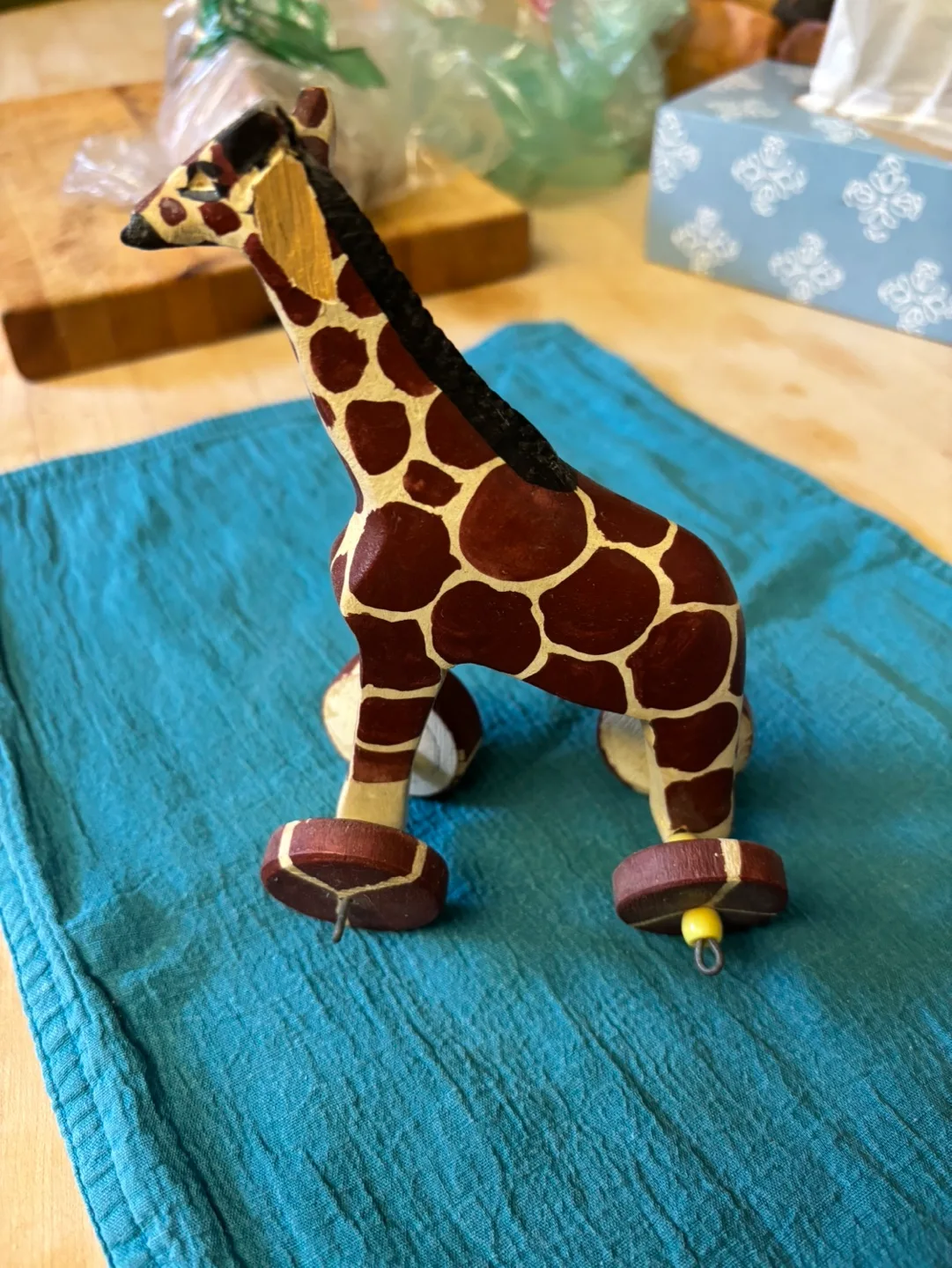 Vintage Wooden Giraffe Pull Toy thumbnail