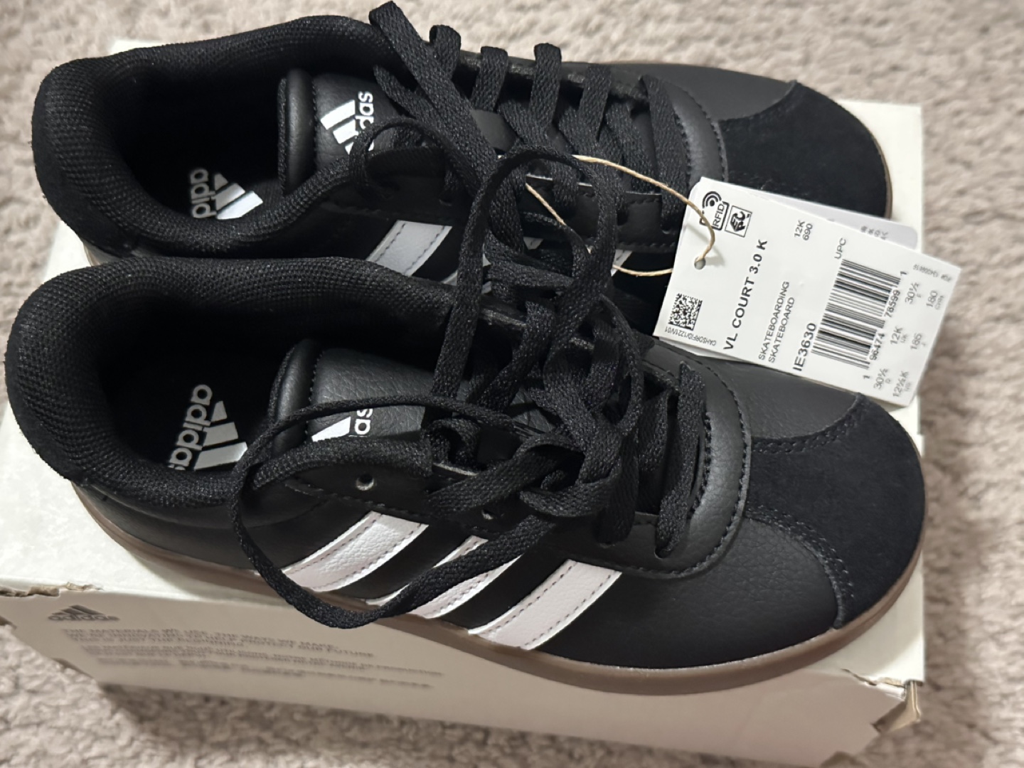 Adidas VL Court 3.0 K Skateboarding Shoes - Size 3.0K - photo 2
