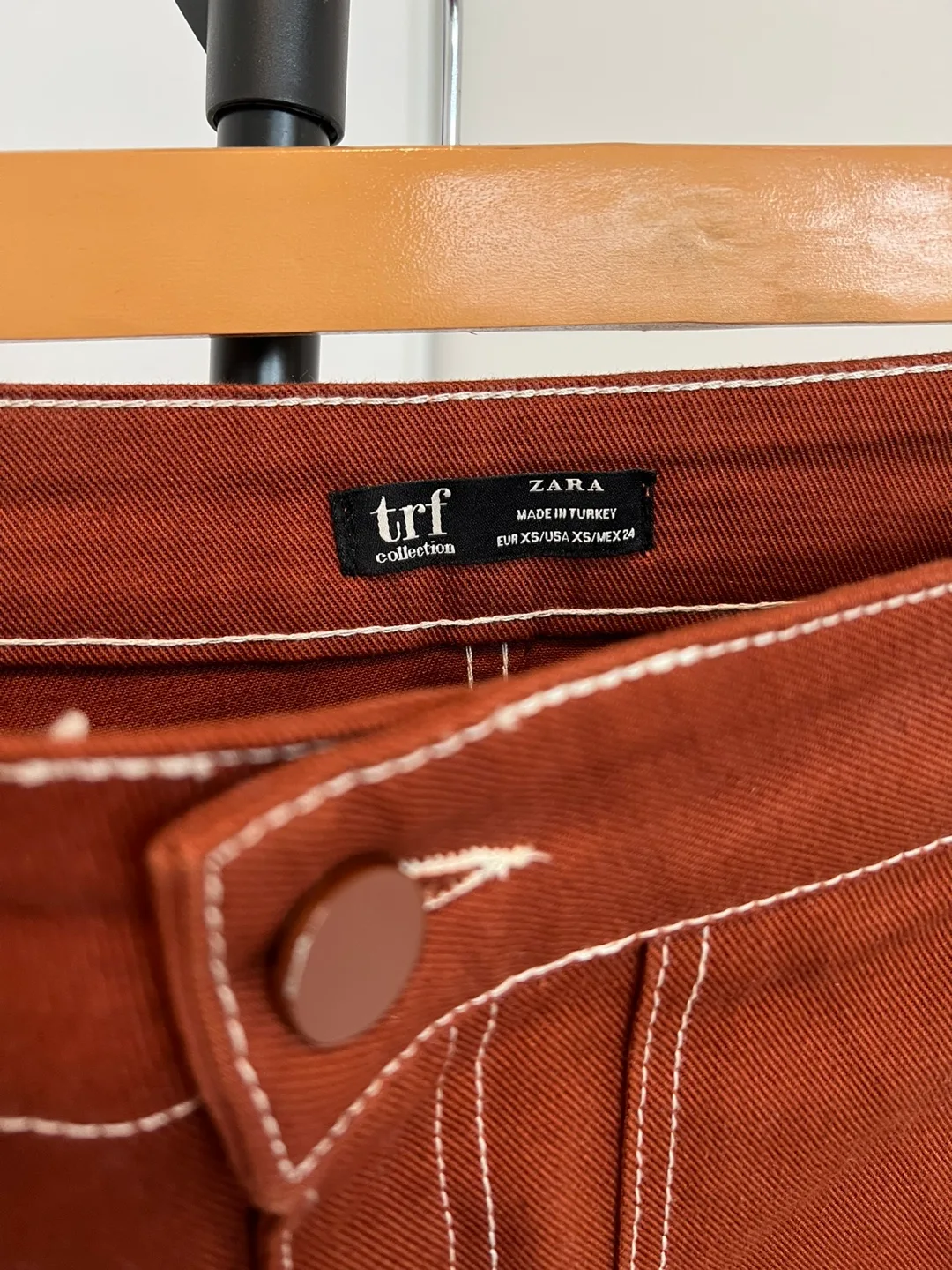 Zara TRF Collection Burnt Orange Mini Denim Skirt w/2 pockets image indicator(2)
