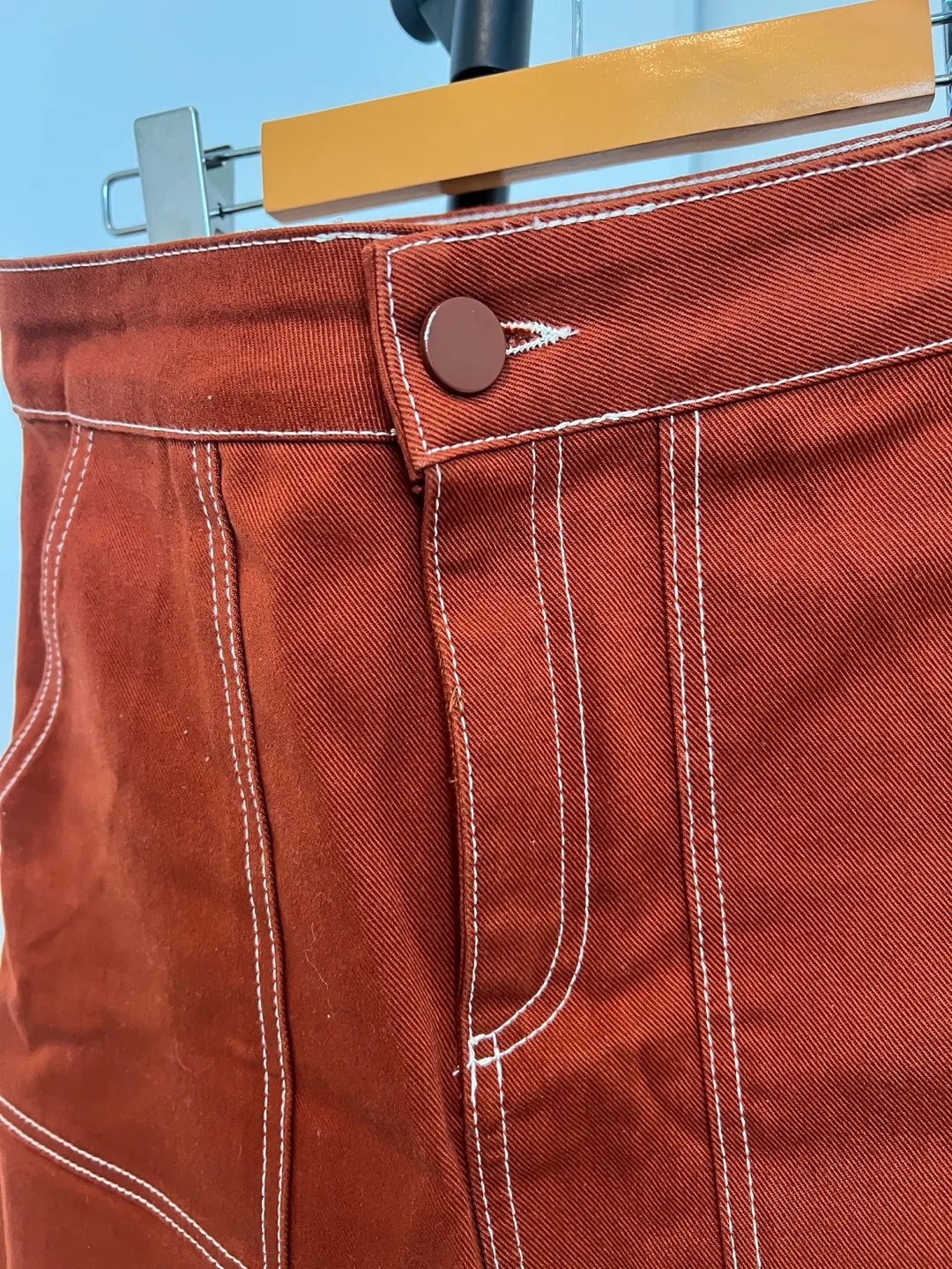Zara TRF Collection Burnt Orange Mini Denim Skirt w/2 pockets image indicator(6)