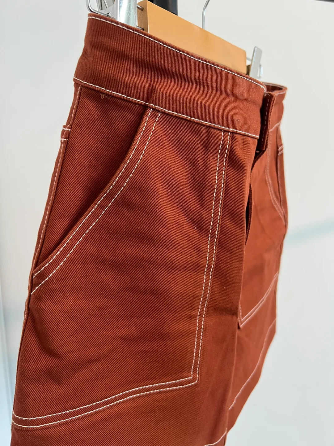 Zara TRF Collection Burnt Orange Mini Denim Skirt w/2 pockets image indicator(5)