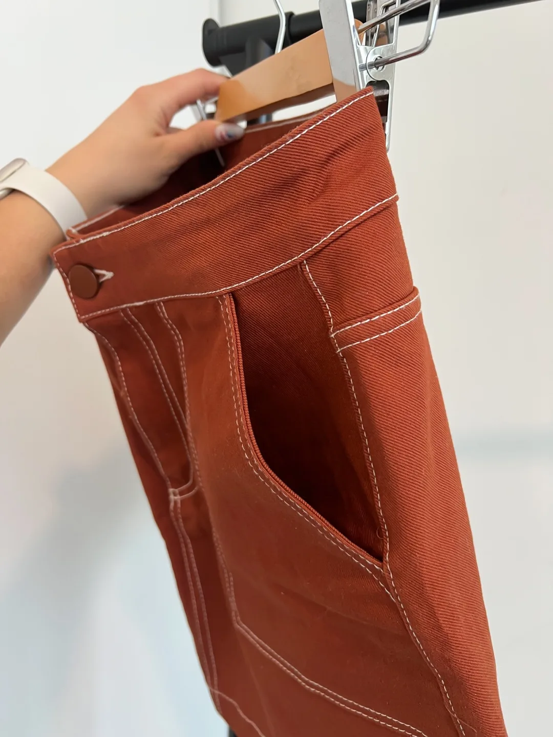 Zara TRF Collection Burnt Orange Mini Denim Skirt w/2 pockets image indicator(4)