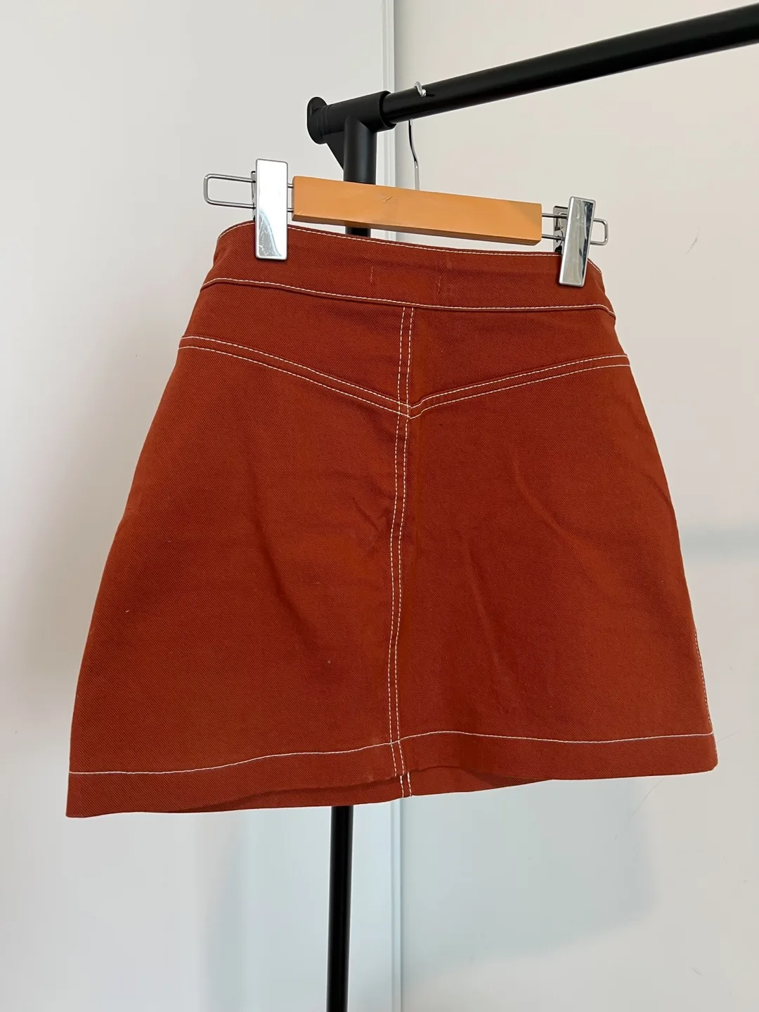 Zara TRF Collection Burnt Orange Mini Denim Skirt w/2 pockets image indicator(7)