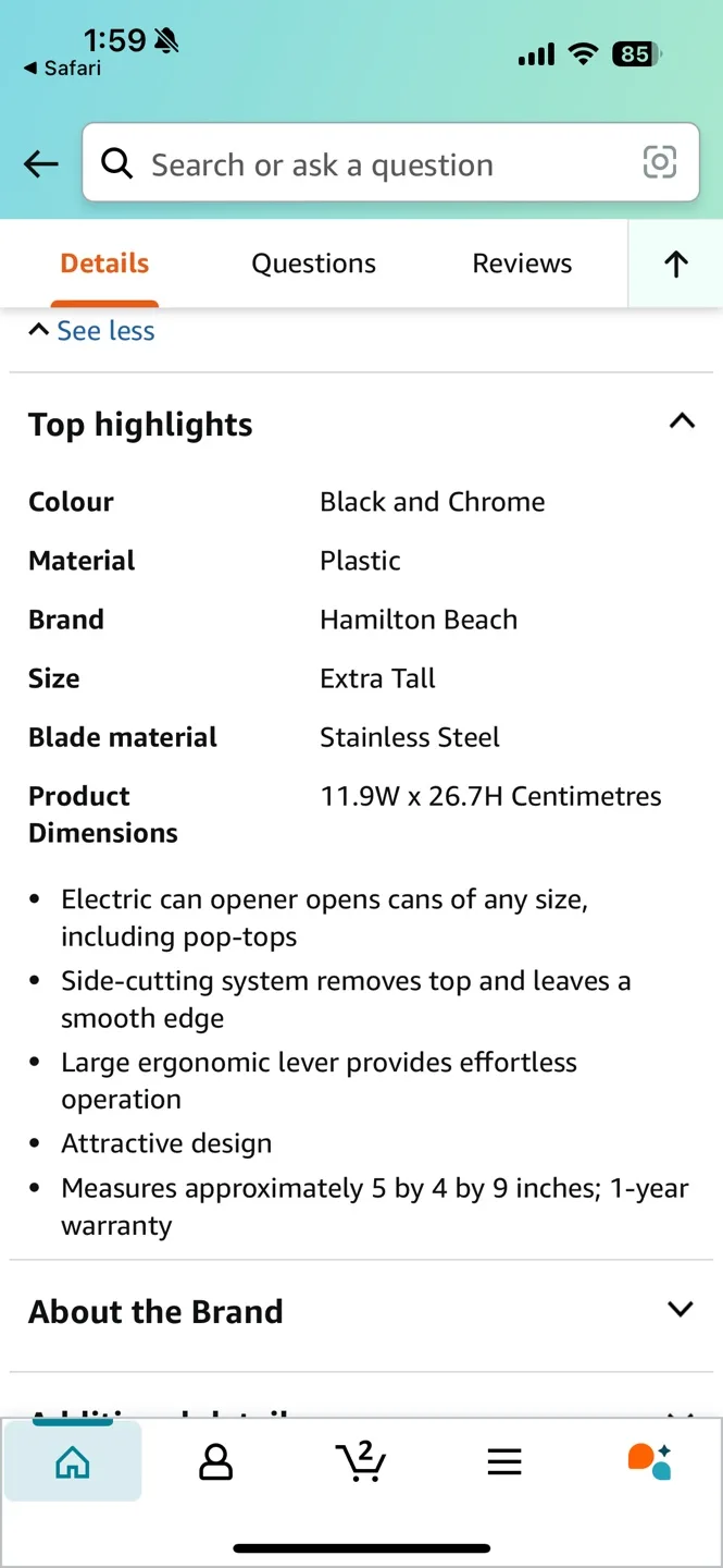Hamilton Beach Electric Can Opener image indicator(3)