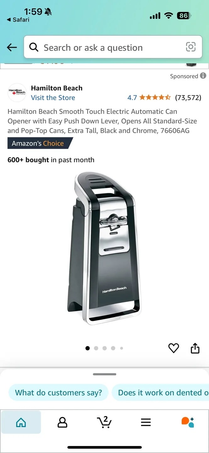 Hamilton Beach Electric Can Opener image indicator(2)