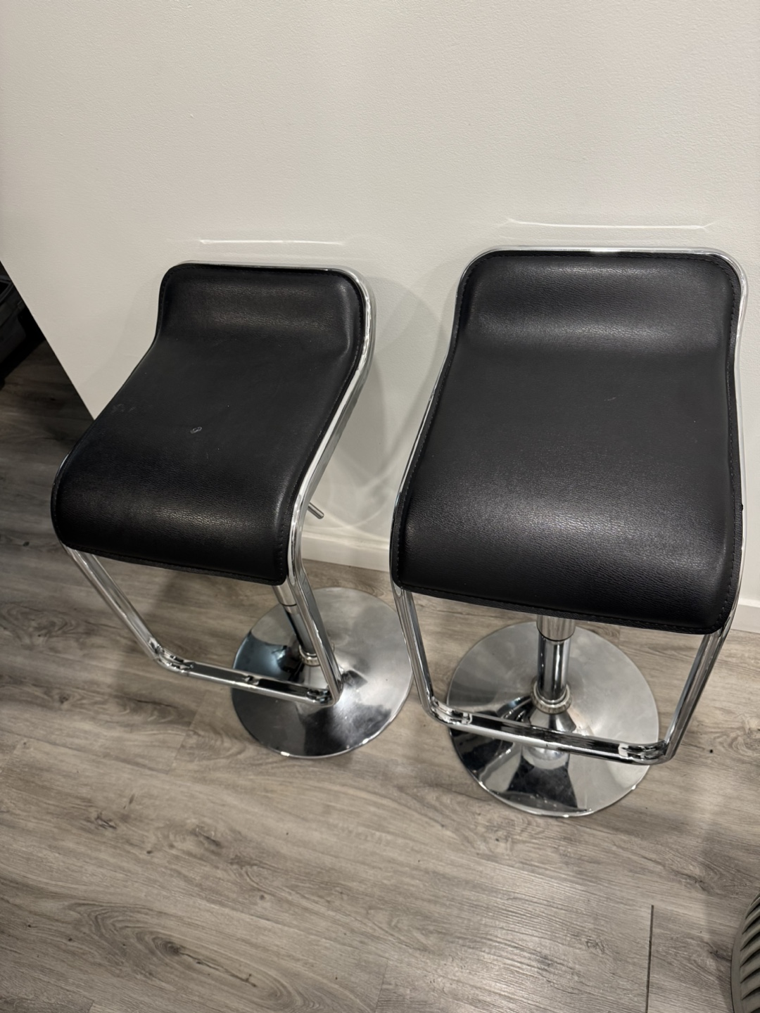 Black Leather Bar Stool X 2