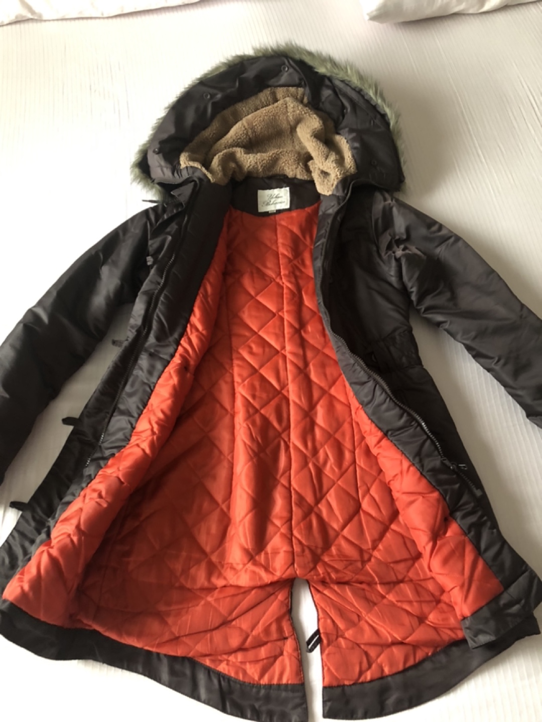 Women's Brown Winter Parka with Faux Fur Hood