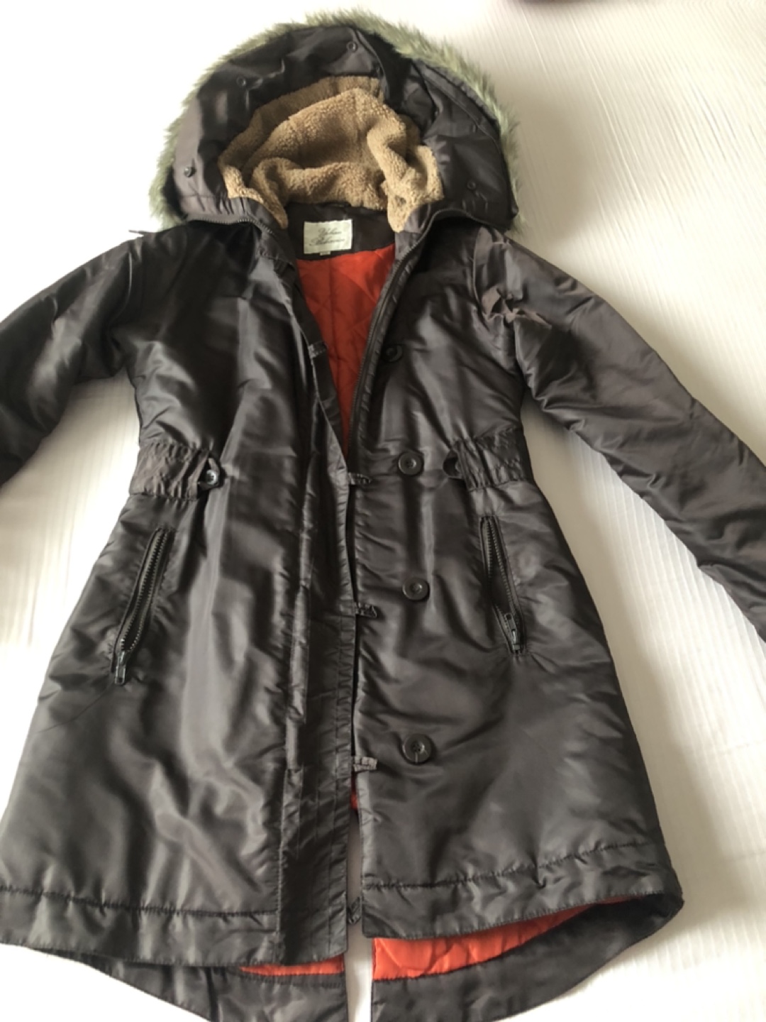 Women's Brown Winter Parka with Faux Fur Hood - photo 2