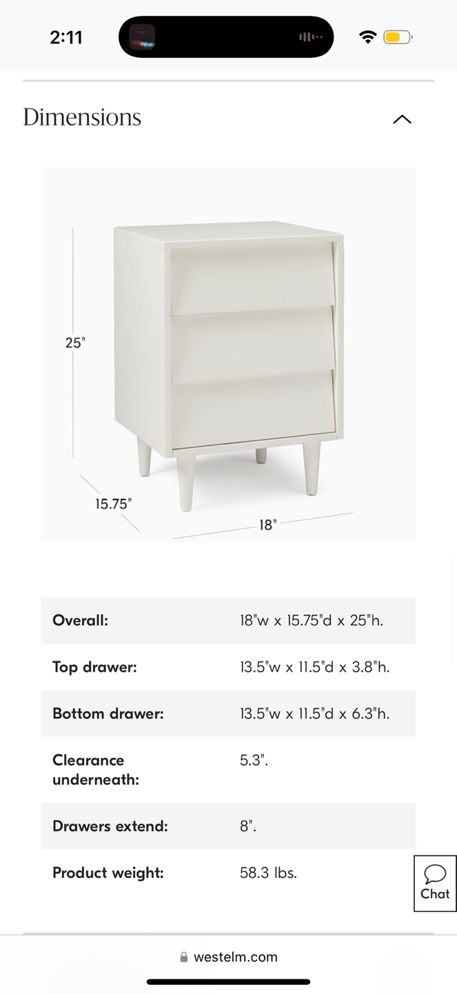 West Elm Pippa Nightstand (18") - White - photo 3
