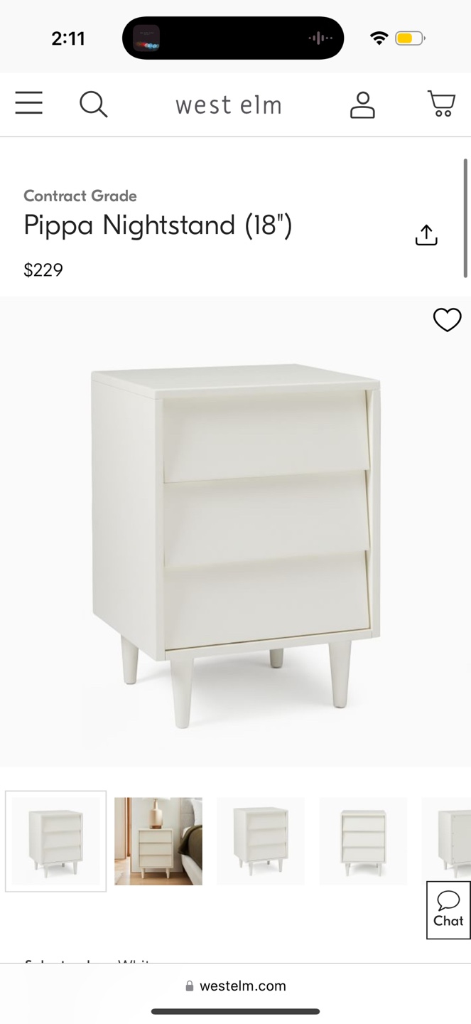 West Elm Pippa Nightstand (18") - White