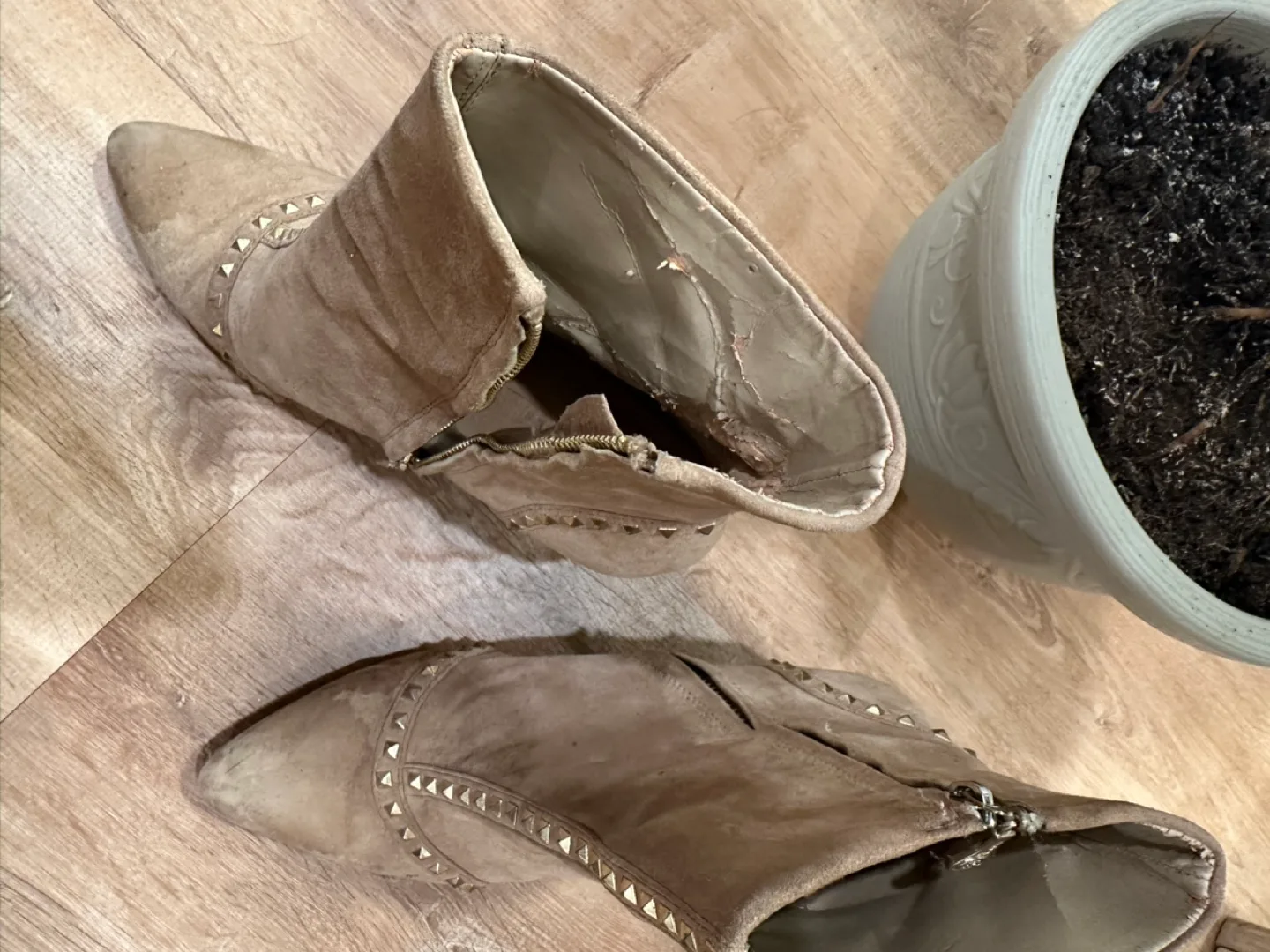 Zara Woman Suede Ankle Boots with Studs - Size EU 37 image indicator(2)