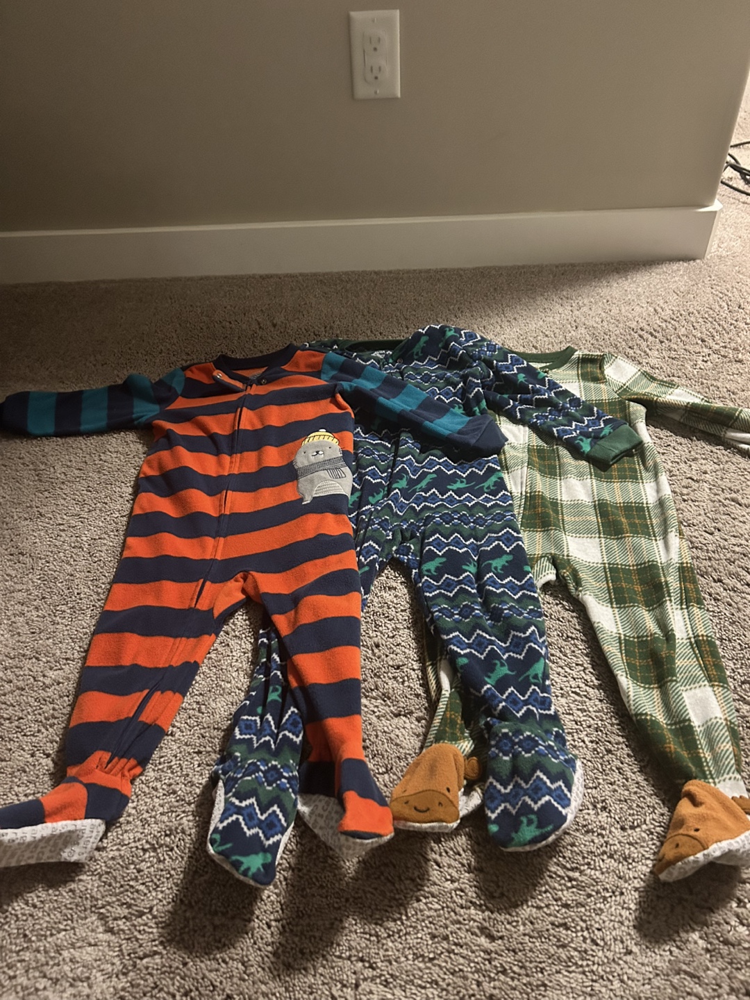 Three Baby Boys' Fleece Footed Pajamas