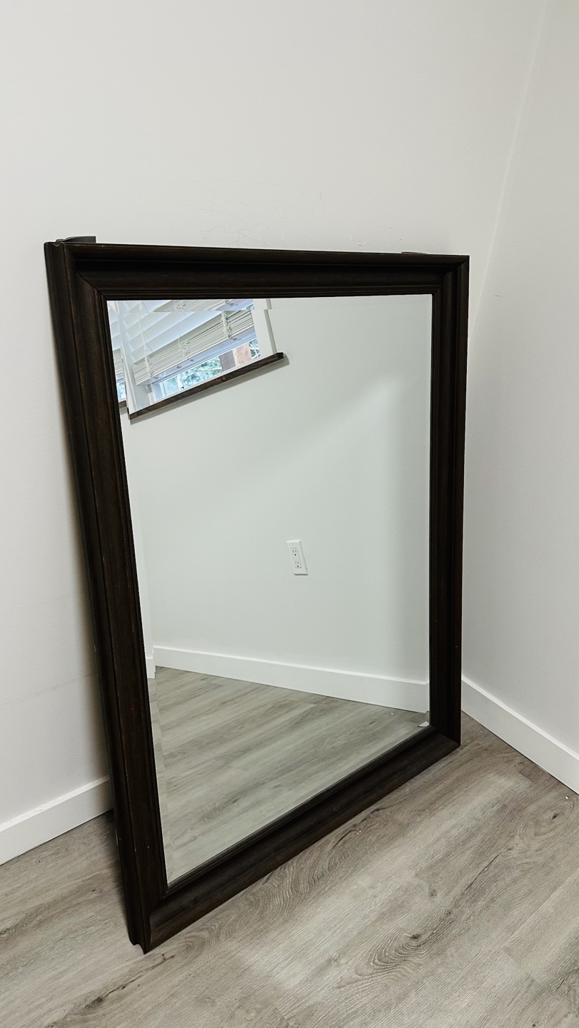 Large Dark Brown Framed Mirror