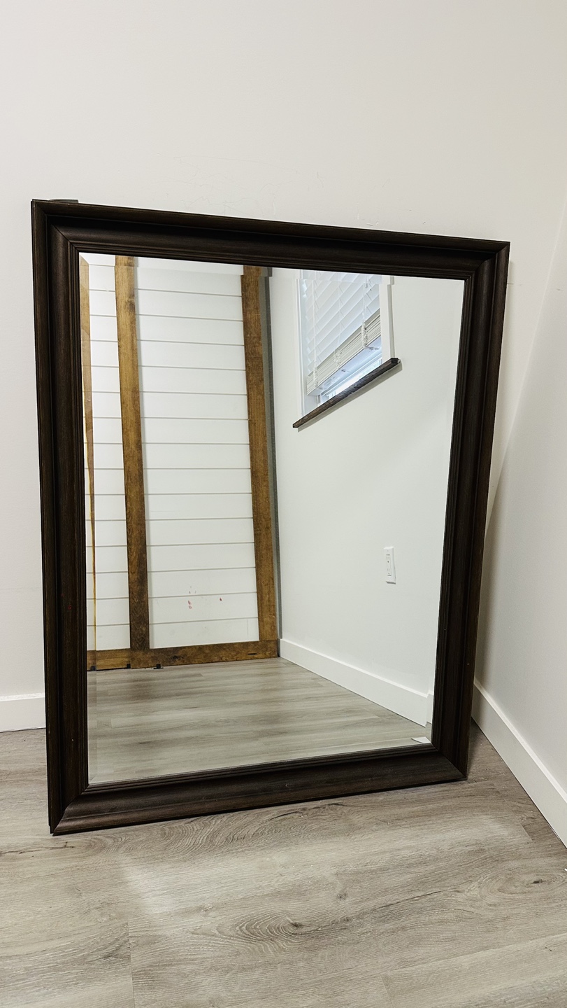 Large Dark Brown Framed Mirror - photo 2