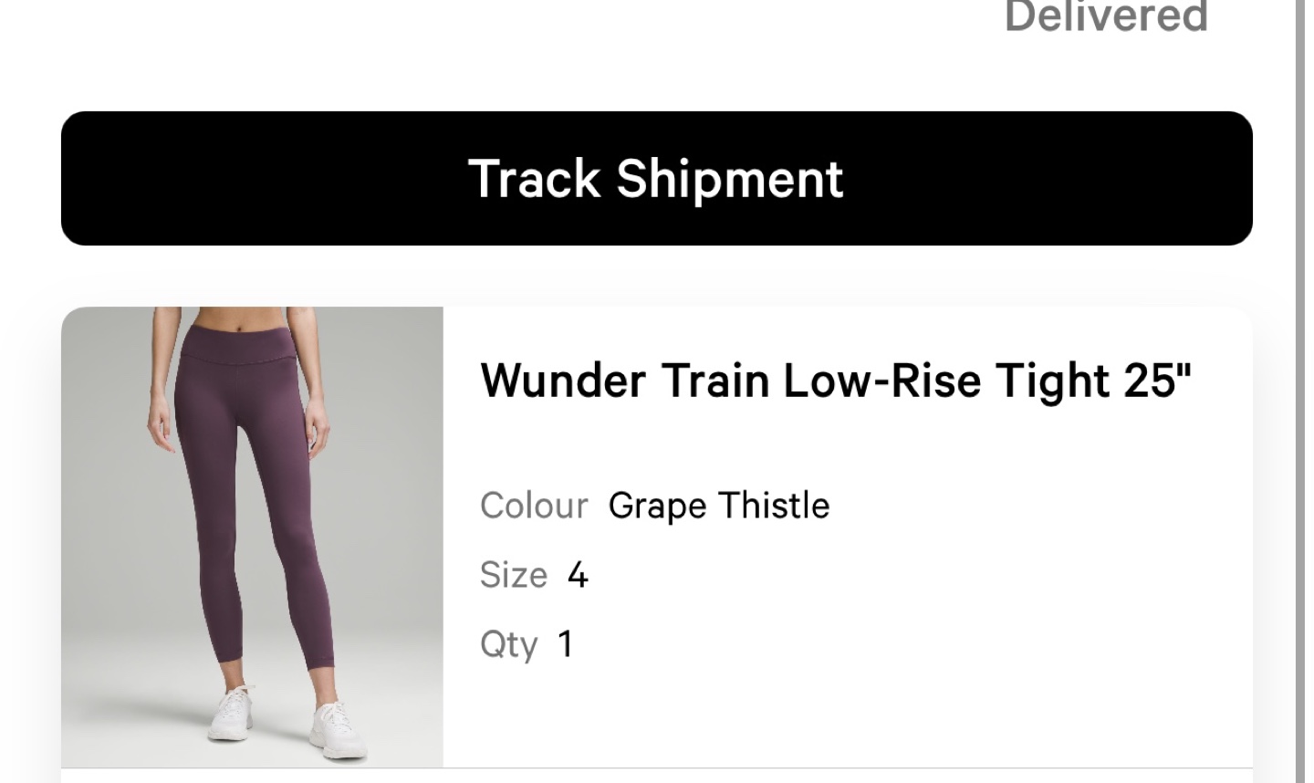 Lululemon Wunder Train Low-Rise Tight 25" Grape Thistle Size 4