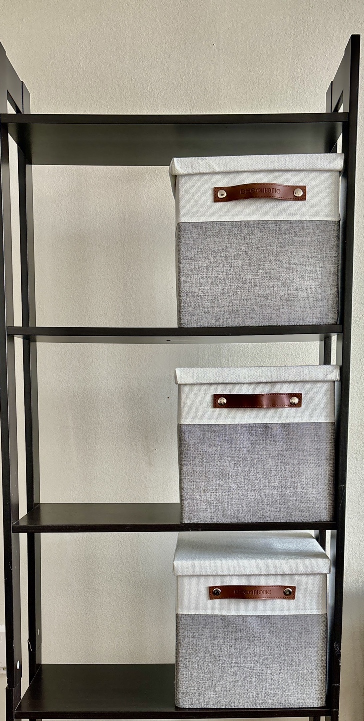 Grey fabric storage boxes !