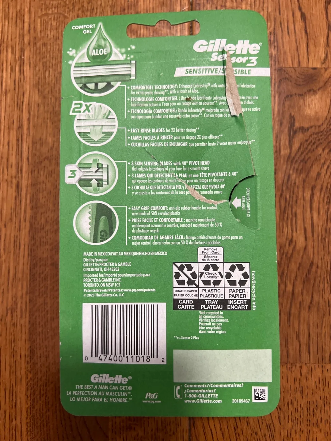 Gillette Sensor3 Sensitive Aloe razor blades image indicator(2)