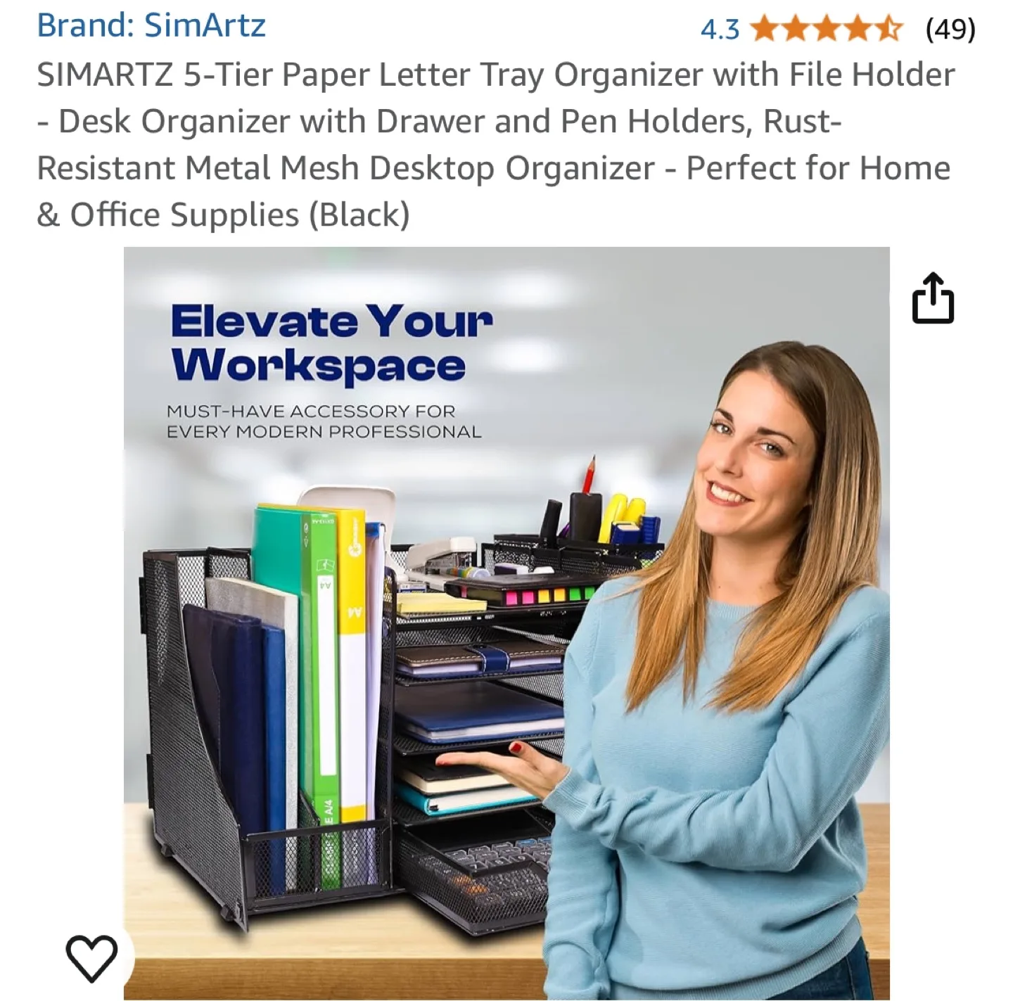 Simartz 5-Tier Metal Mesh Desk Organizer image indicator(7)