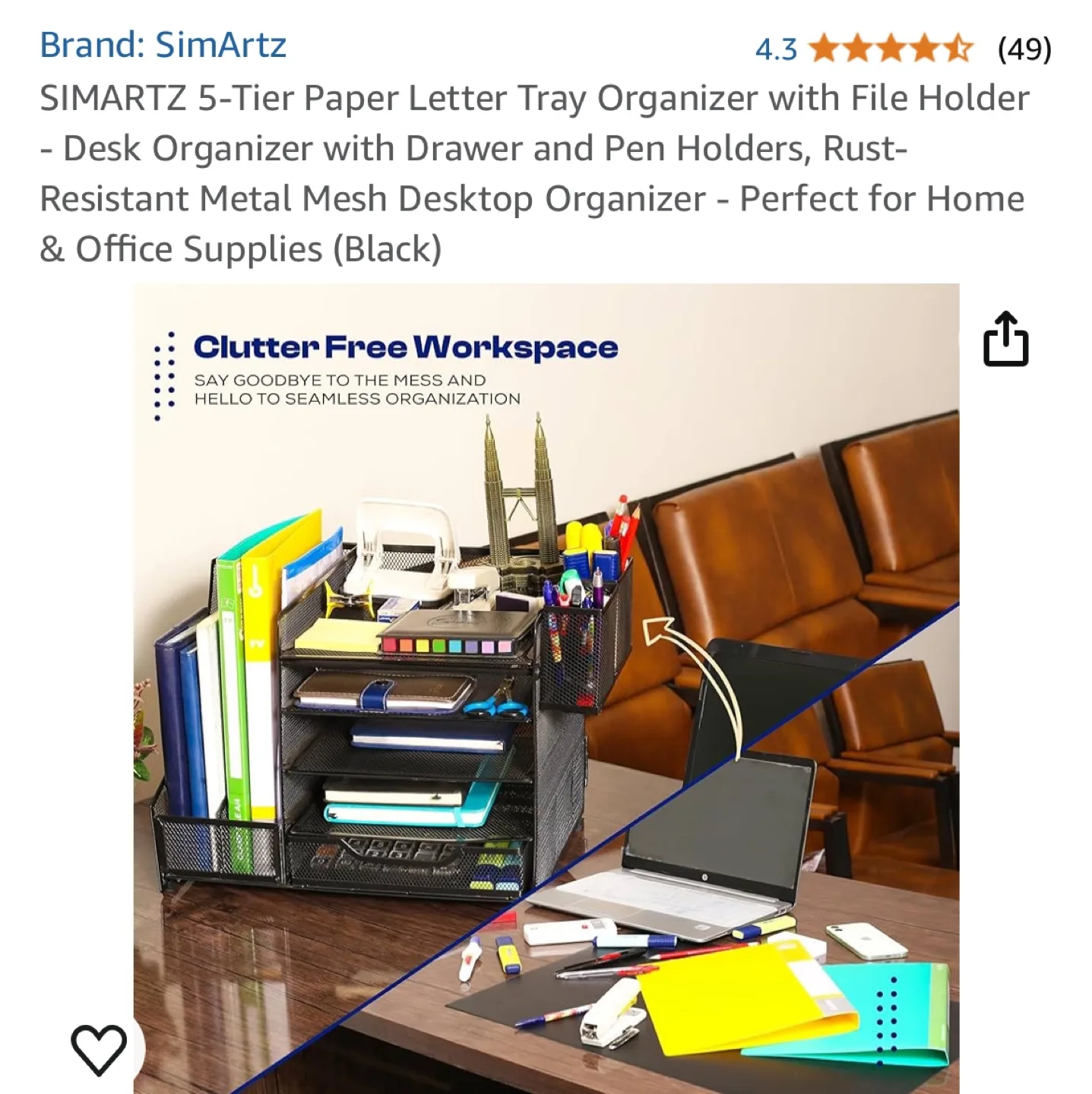 Simartz 5-Tier Metal Mesh Desk Organizer image indicator(6)