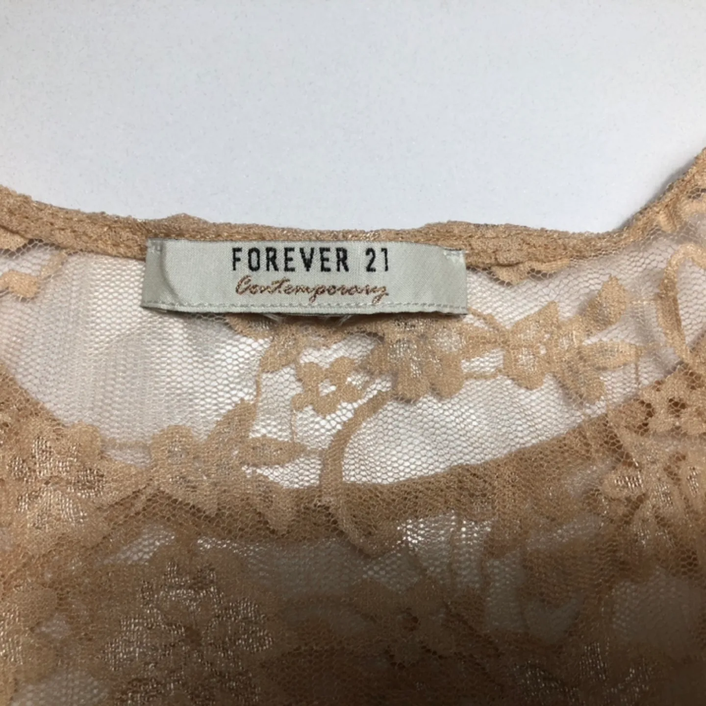 Forever 21 Beige Lace Bodysuit size S image indicator(2)