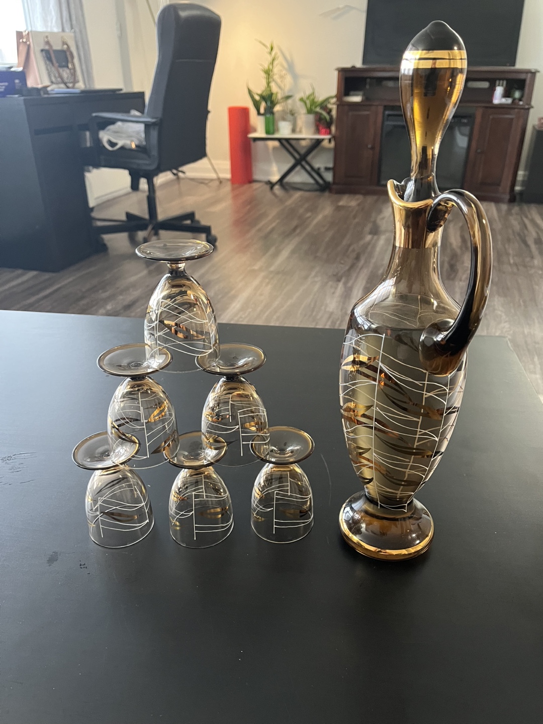 Vintage Glass Decanter Set with Six Glasses - photo 3