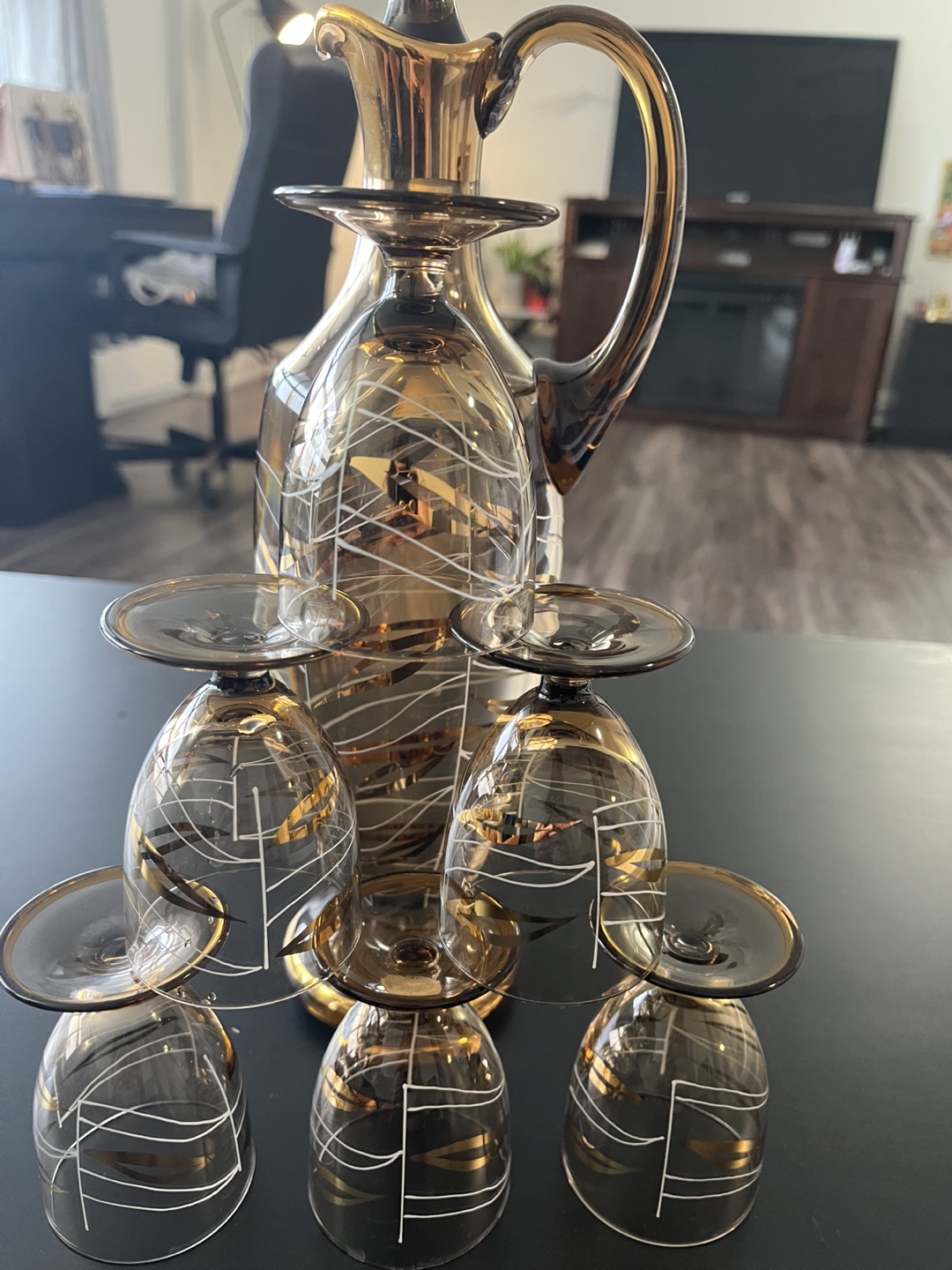 Vintage Glass Decanter Set with Six Glasses - photo 5