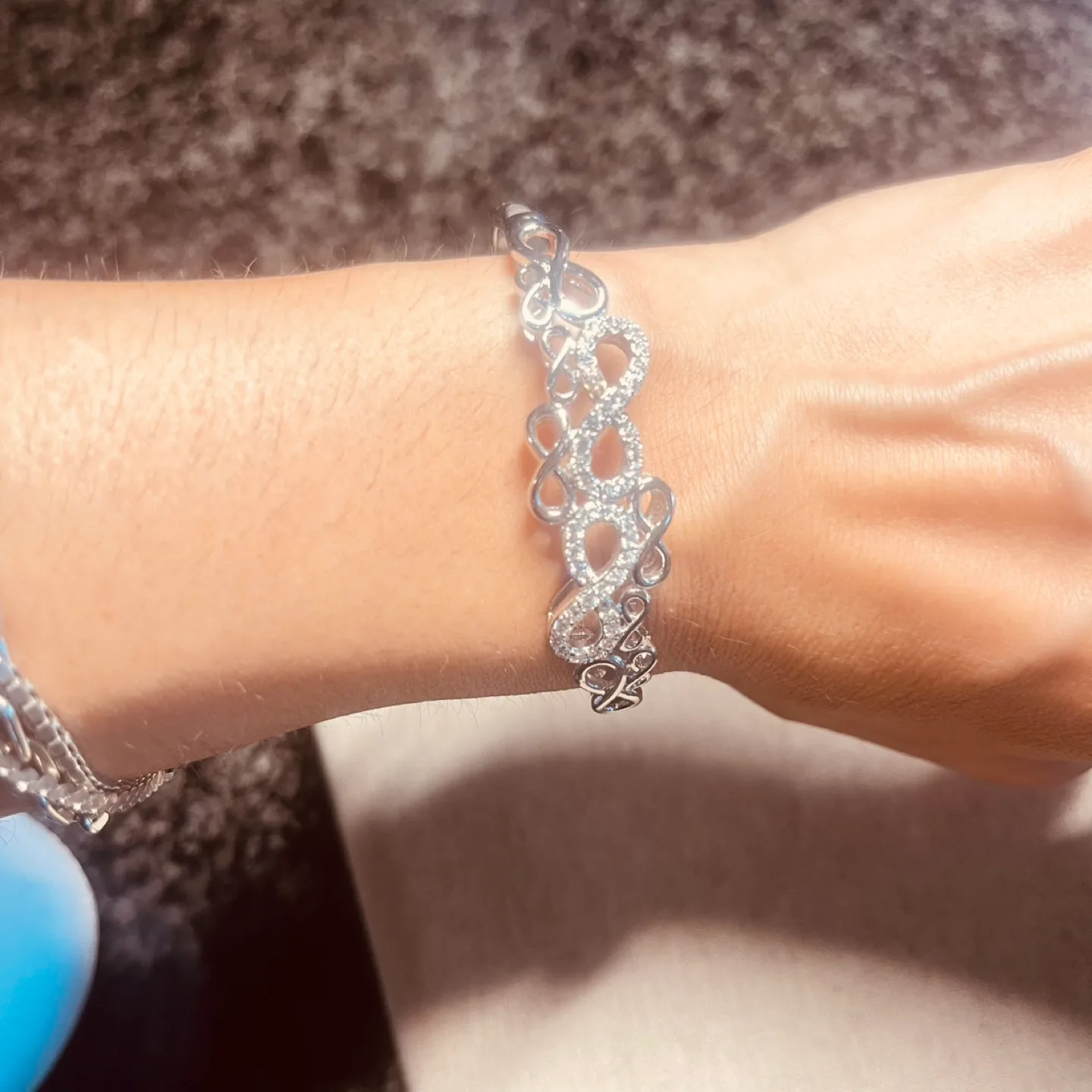 Elegant Silver CZ Infinity Bracelet image indicator(3)