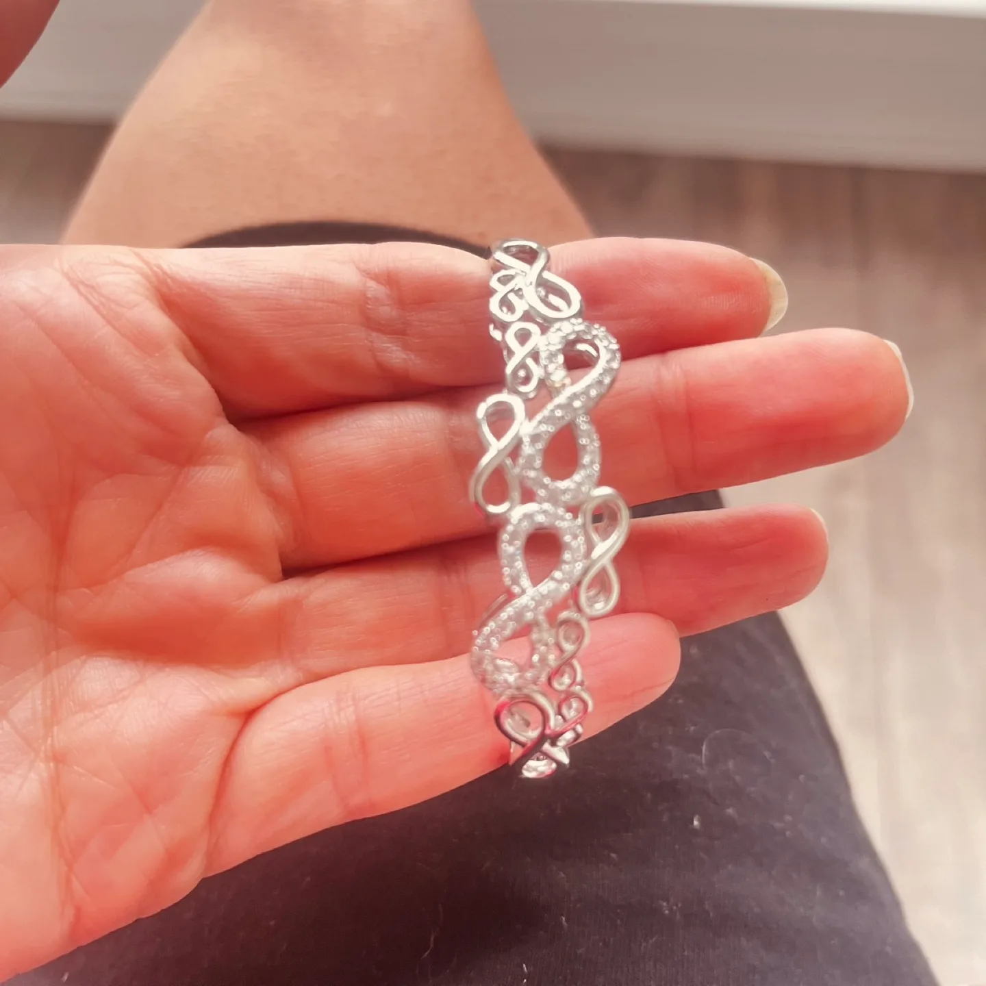Elegant Silver CZ Infinity Bracelet thumbnail
