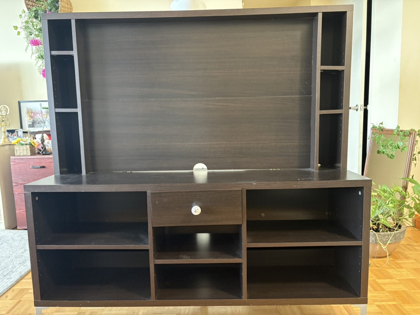 Dark Brown Entertainment Centre with Shelves