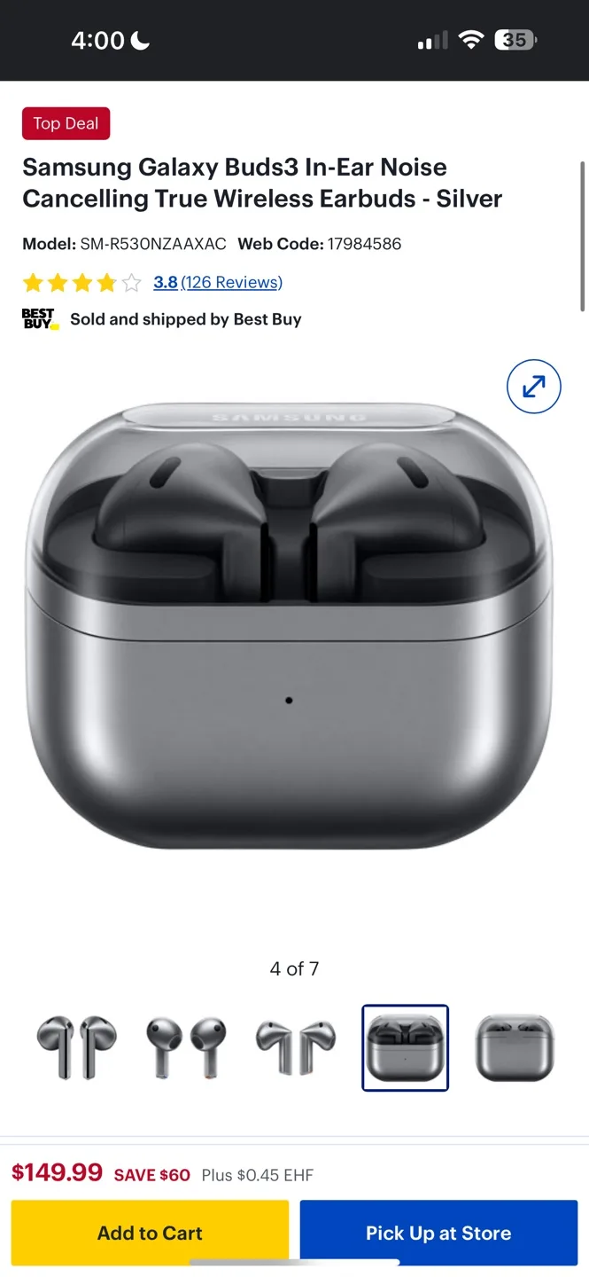 Samsung Galaxy Buds3 Wireless Earbuds - Silver thumbnail