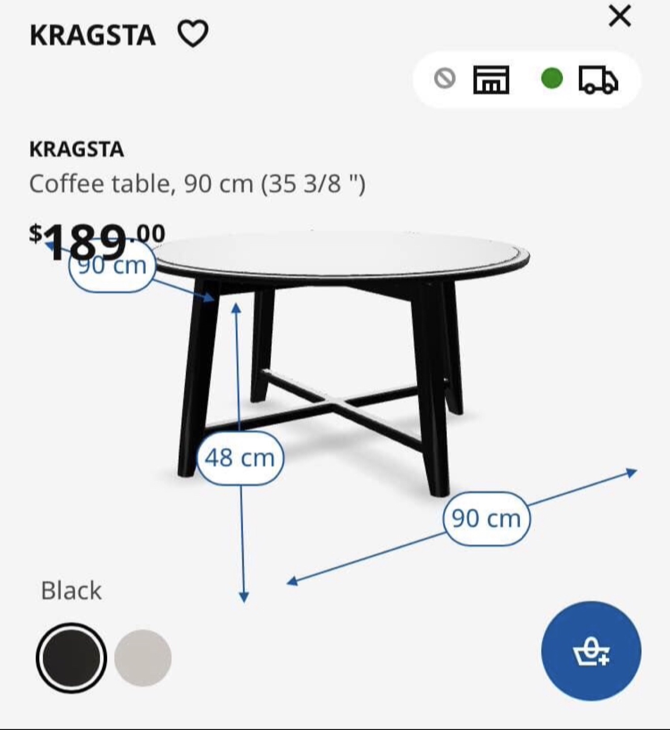 IKEA KRAGSTA Black Coffee Table - photo 5