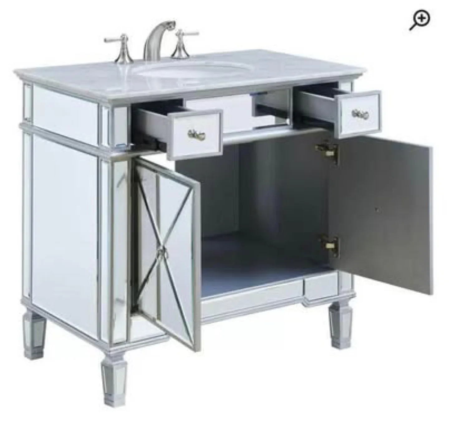 Elegant Mirrored Vanity Set with Swan Faucet image indicator(7)