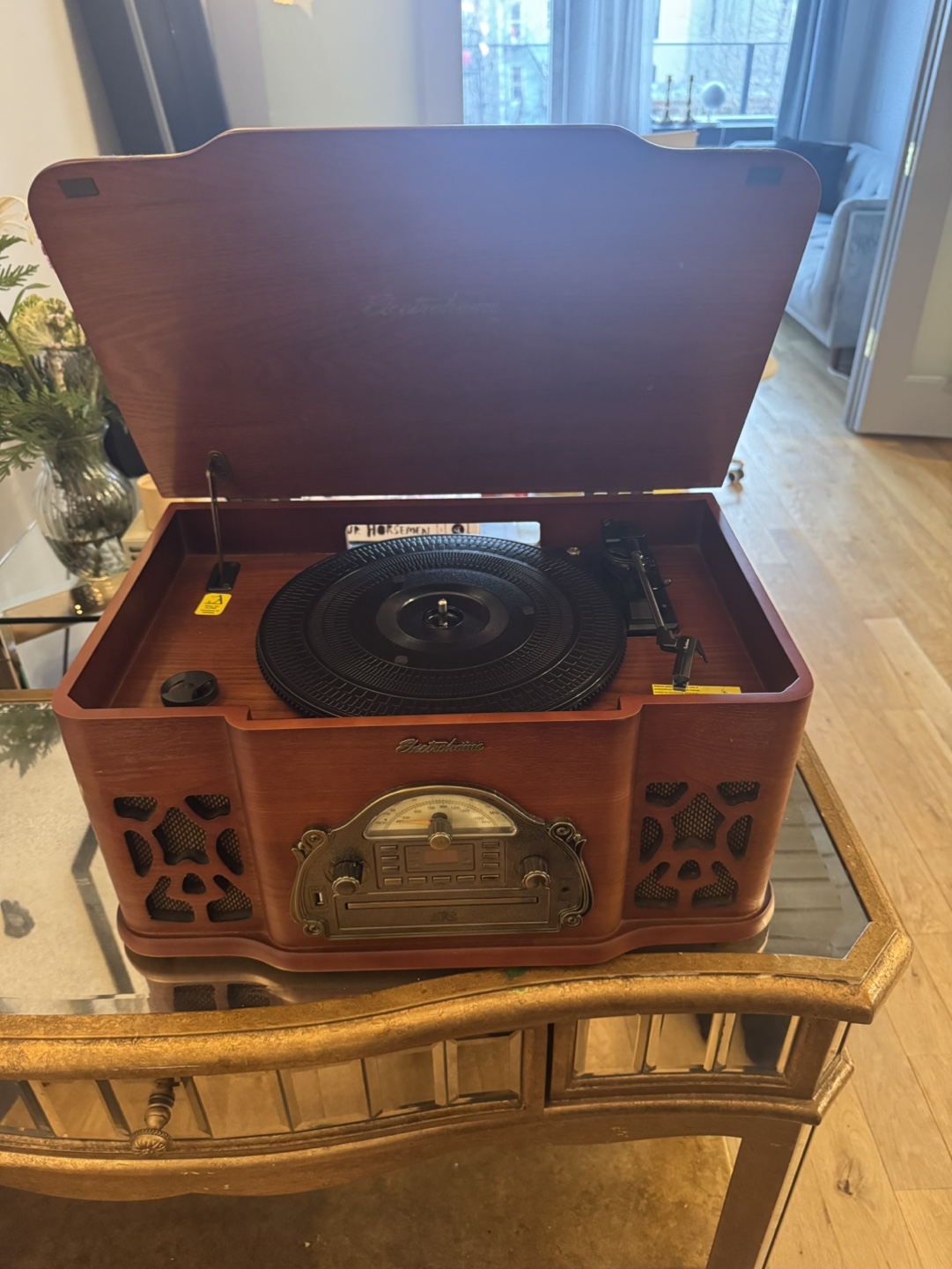 Vinyl Record Player Electrohome Turntable w/ Radio, CD, Speakers - photo 3