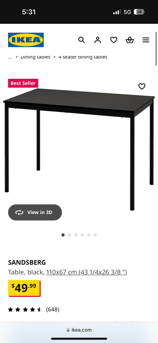 IKEA SANDSBERG Black Dining Table - photo 2
